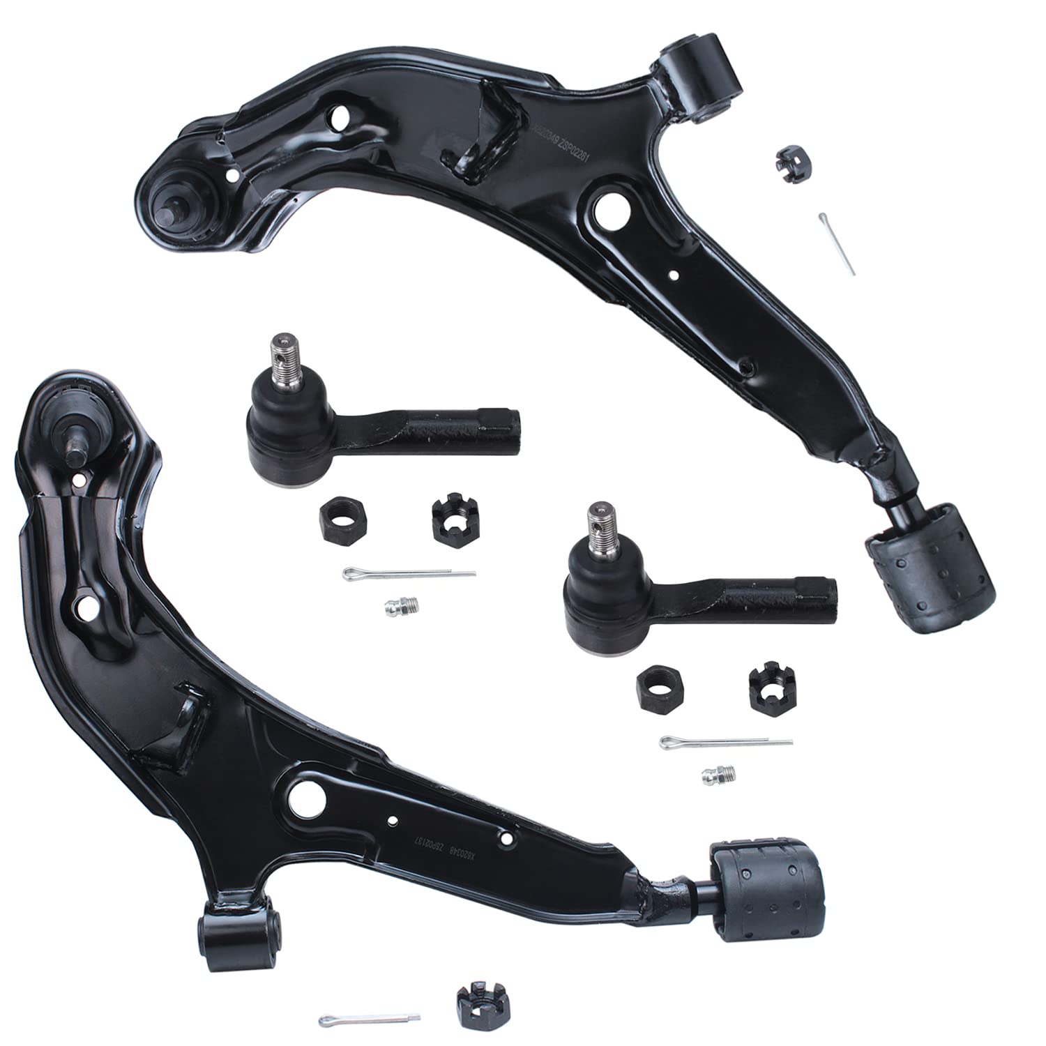 Detroit Axle - 4pc Front End Suspension Kit for 1998-2001 Nissan Altima 2 Lower Control Arms w/Ball Joints Assembly 2 Outer Tie 