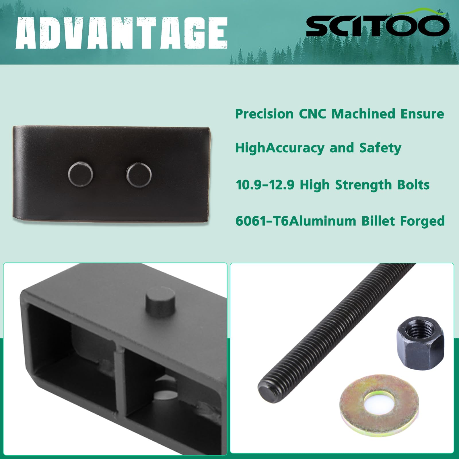 SCITOO 3 inch Front and 2inch Rear Suspension Leveling Lift Kit fit for Ford for F-150 2WD/4WD 4-Door 3.5L Strut Spacers 3 in Th