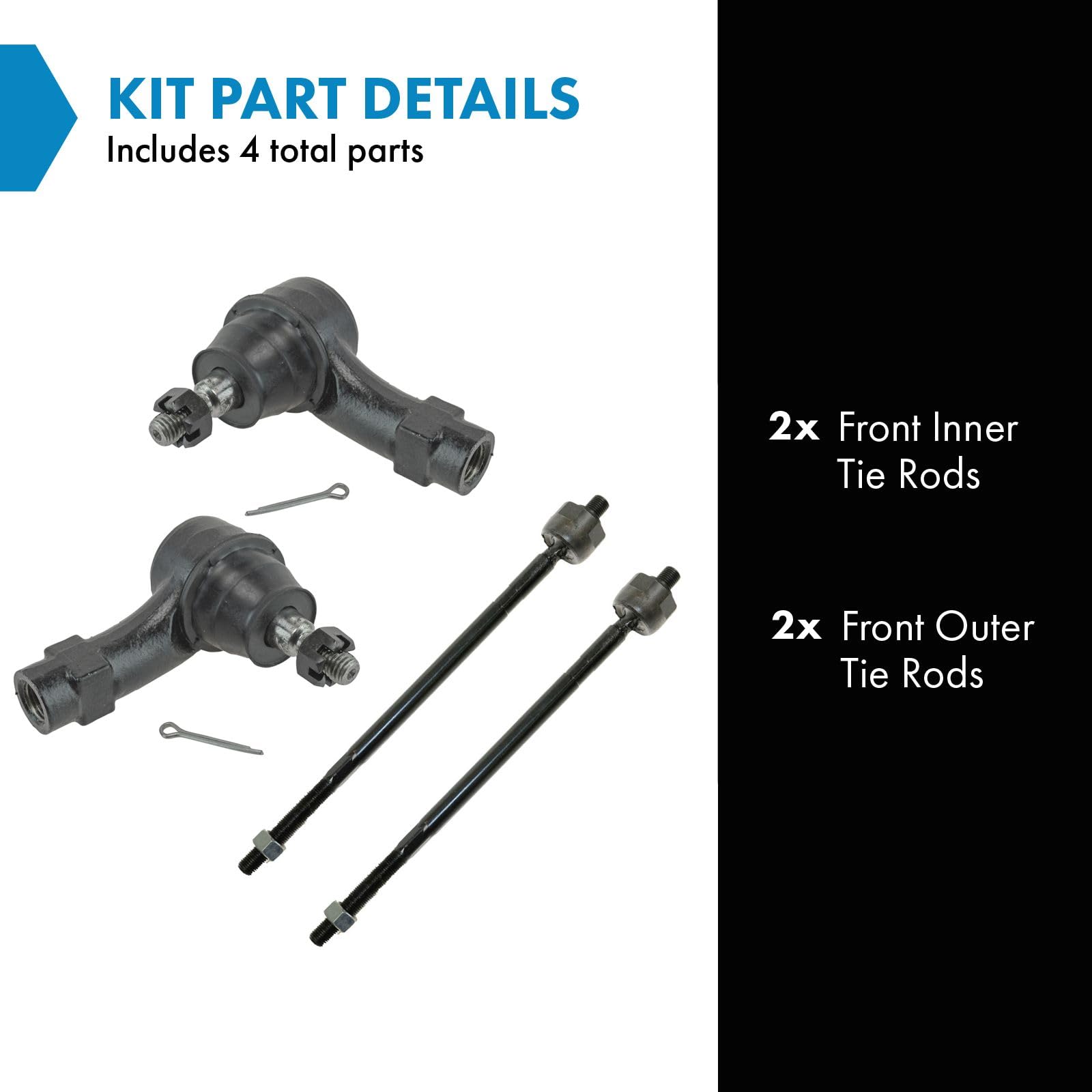 Trq Front Tie Rod Set Compatible With 2008 Ford Focus