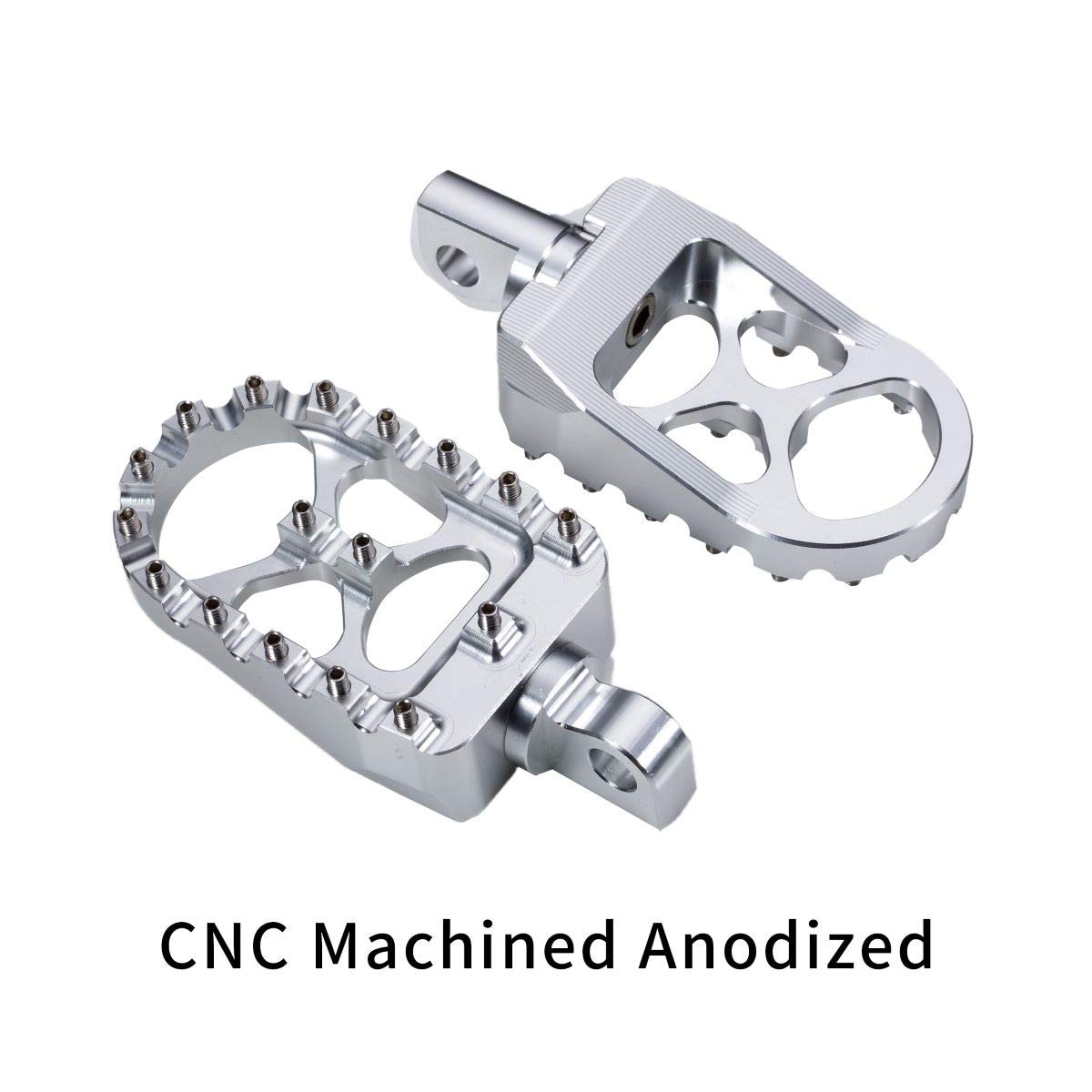 Hopider Cnc Wide Foot Pegs 360° Roating Mx Chopper Bobber Style For Harley Dyna Sportster Fatboy Iron 883,Silver