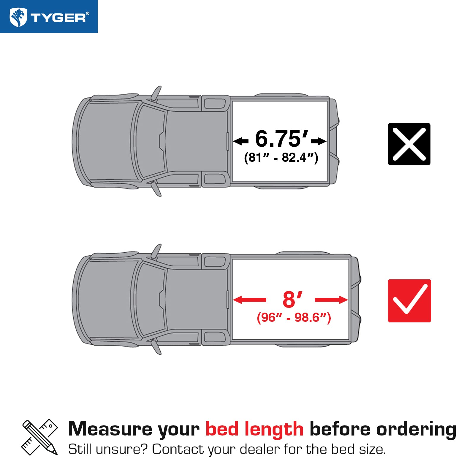 Tyger Auto T3 Soft Tri-fold Truck Bed Tonneau Cover Compatible with 1999-2016 Ford F-250 F-350 Super Duty | Fleetside 8' (98'')