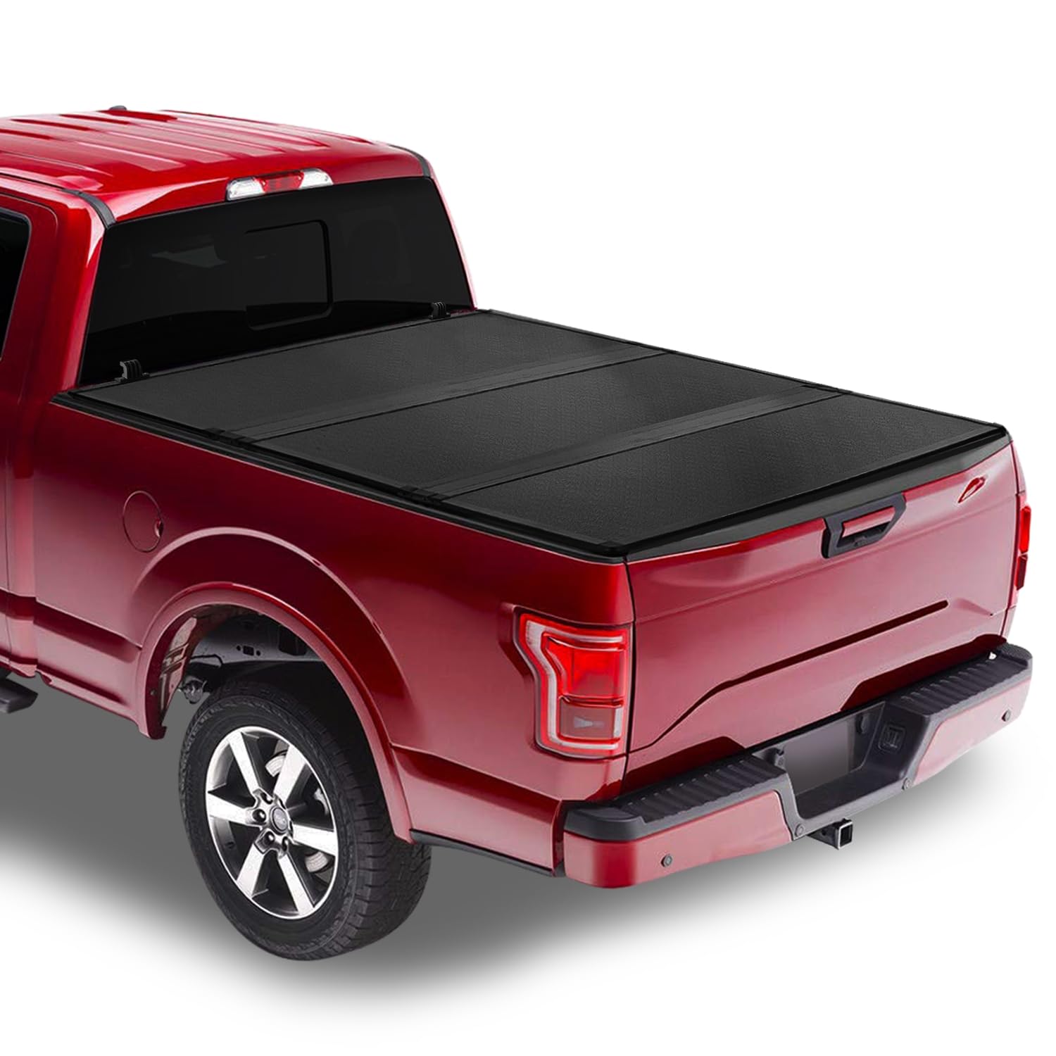 Auto Dynasty Soft Tri-Fold Truck Bed Tonneau Cover Compatible With 2004-2014 Ford F-150 8Ft/96Inch Fleetside Bed, Matte Black So