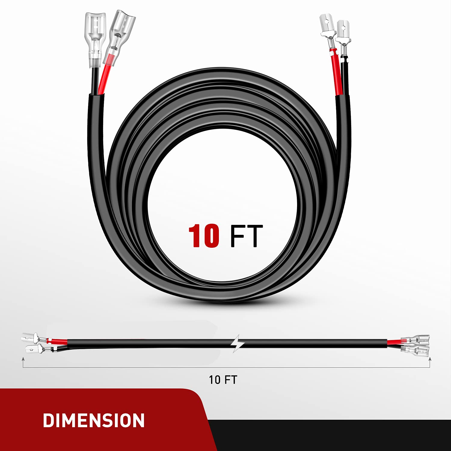 Nilight 2Pcs 16 Awg 10 Feet Wiring Harness Extension Kit For Led Work Light Bar Led Pods Off Road Lights Driving Fog Light Boat