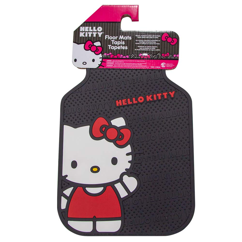 Plasticolor Hello Kitty Rubber Floor Mats - All-Weather, Red, Model PLC-1463 for Cars, Trucks, SUVs