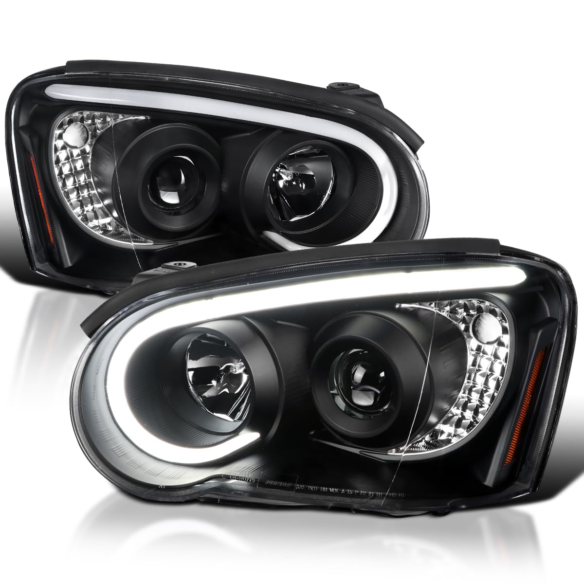 Spec-D Tuning Led Light Bar Black Housing Clear Lens Projector Headlights Compatible With 2004-2005 Subaru Impreza Rs/Wrx/Outbac
