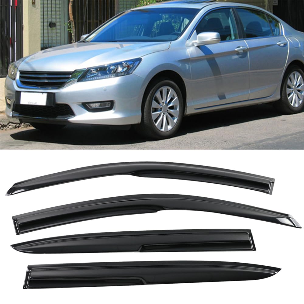 Ikon Motorsports Window Visors Compatible With 2013-2017 Honda Accord 9Th Gen Sedan Only, Acrylic Smoked Jdm Stick On External W