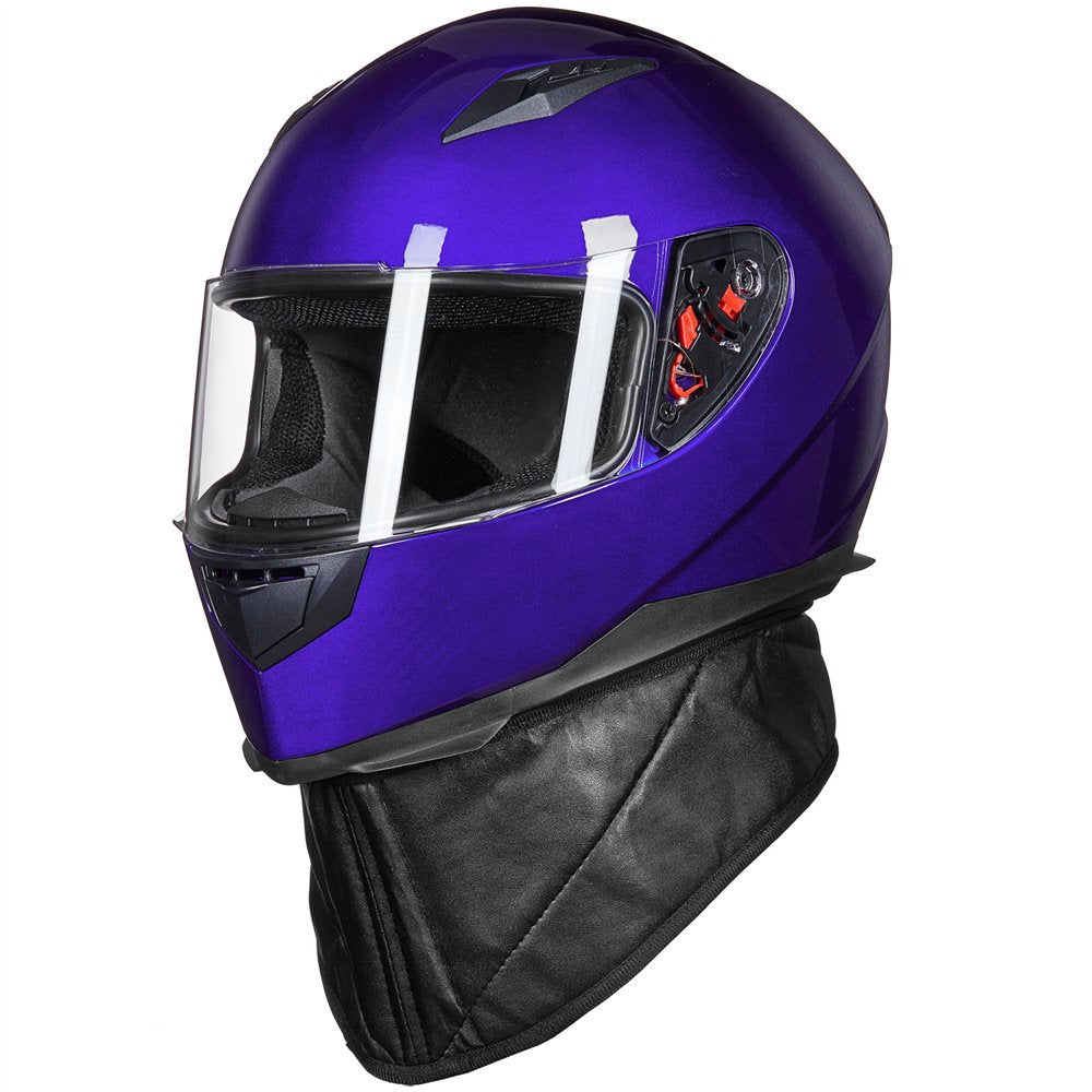 ILM Full Face Motorcycle Helmet DOT JK313, Medium, Blue, with Removable Winter Neck Scarf & 2 Visors, Durable ABS Material