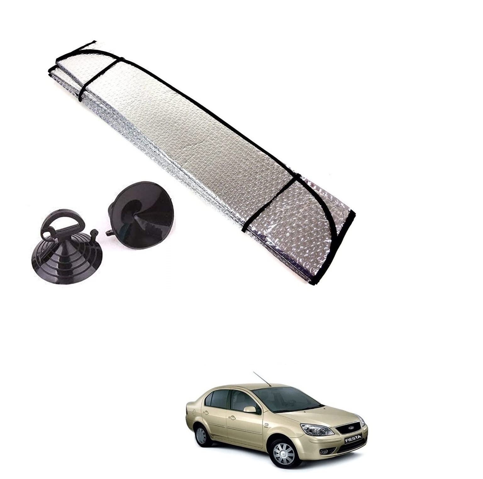 Auto Addict Car Sunshades Aluminium Foil Foldable Windshield (Front Window,Rear Window,1 pc) Sunshade for Ford Fiesta Old (2005