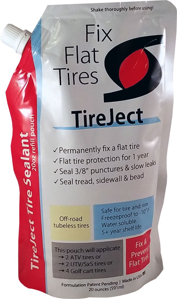TireJect Off-Road Tire Sealant Refill (20oz Pouch) - Flat Tire Repair - Fix & Prevent Flat Tires - ATV UTV SxS Lawn Mower Golf C