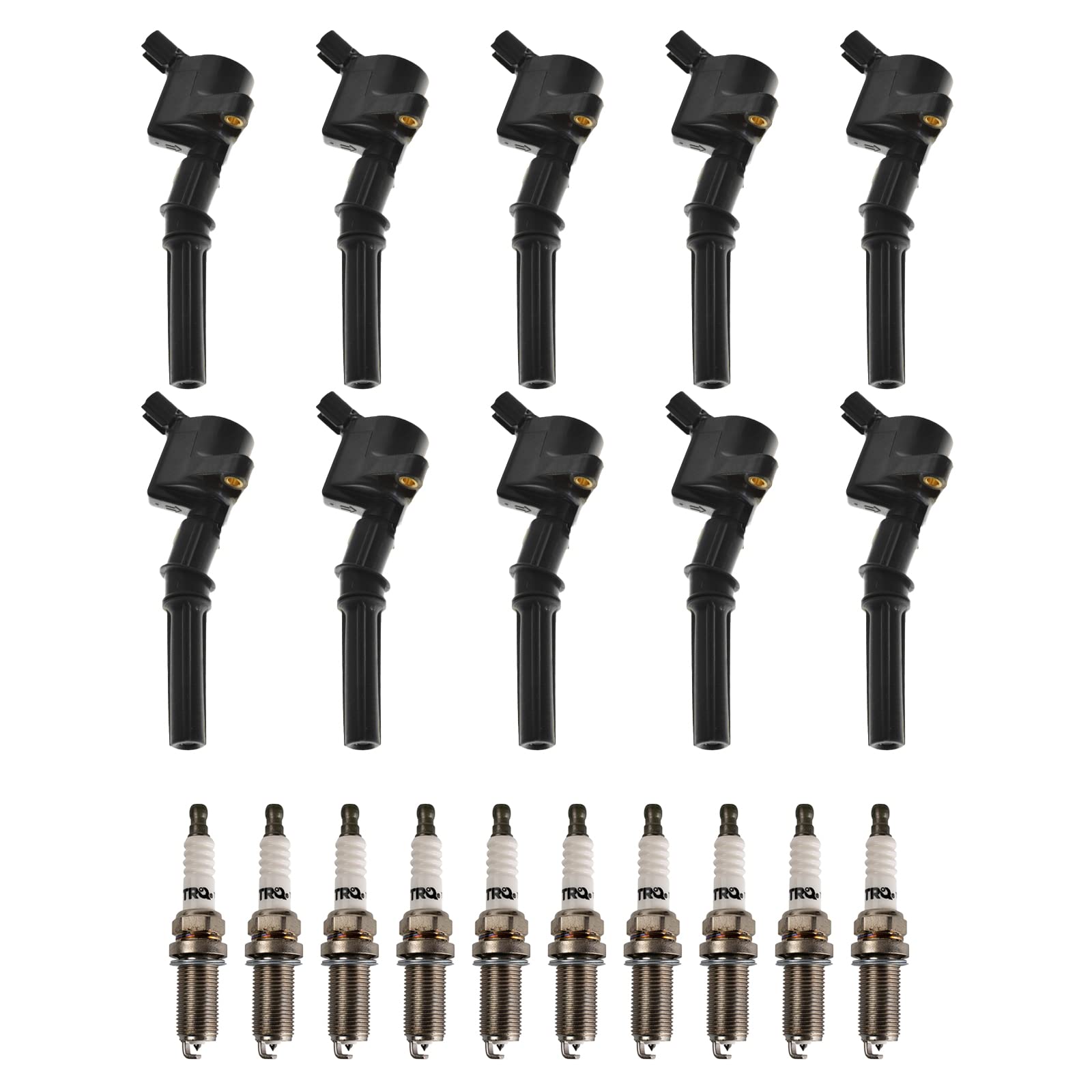 TRQ Ignition Coil & Spark Plug Kit, Iridium, 20 Piece Set for Ford E-350, F-250, F-350, F-450, F-550, Excursion