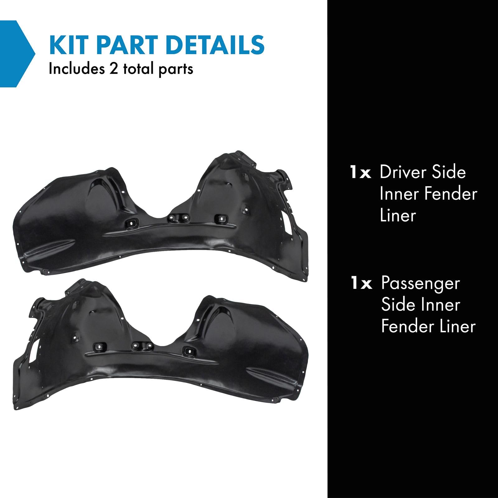 Trq Inner Fender Liner Set Compatible With 2015-2022 Dodge Charger Ch1248171 Ch1249171