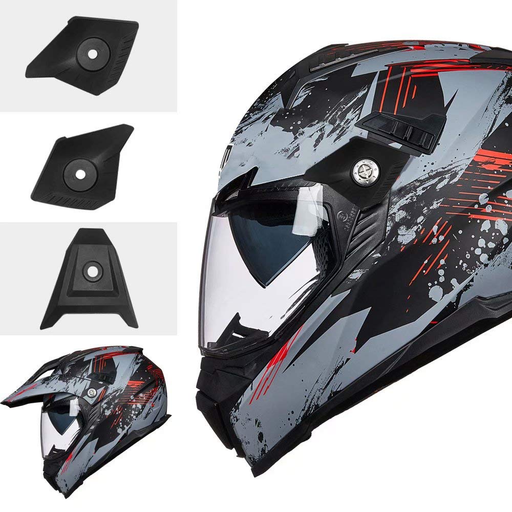 Ilm Off Road Motorcycle Dual Sport Helmet Full Face Sun Visor Dirt Bike Atv Motocross Casco Dot Certified Model 606V(Grey Red, M