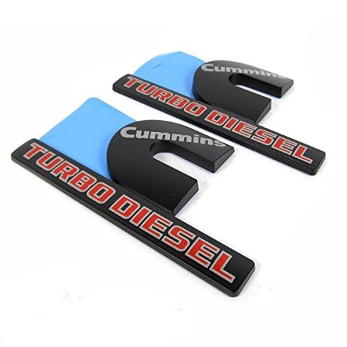 Yoaoo 2Pack Compatible With Cummins Turbo Emblem Badge 2500 3500 Emblem Matte Big Black Red 6.2 By 3.4 Inches
