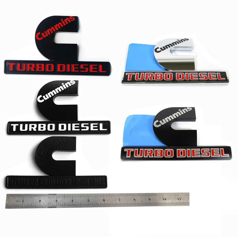 Yoaoo 2Pack Turbo Emblem for Cummins 2500 3500, Black with White, 6.2"x3.4", Model CS0-2-CumBkWh