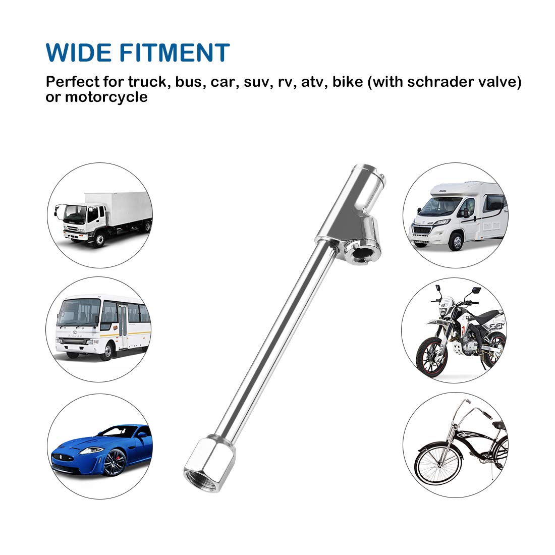 Czc Auto Inflatable Air Chuck Straight On Foot Dual Head Truck Tire Chuck 1/4'' Fnpt Extension Stem Compatible With Inflator Air