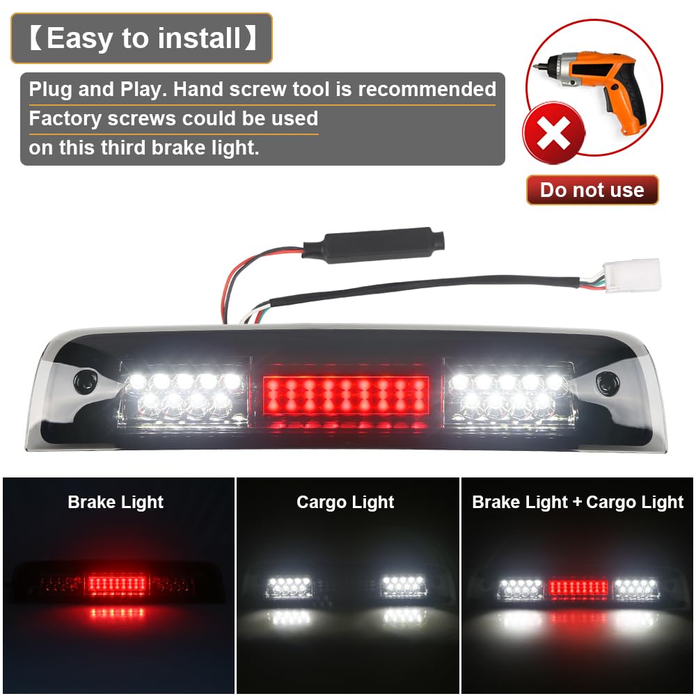 RAVSOFT LED Third Brake Light Smoked Lens for 2009-2018 Dodge Ram 1500 2500 3500 - High Mount Stop Lamp Assembly