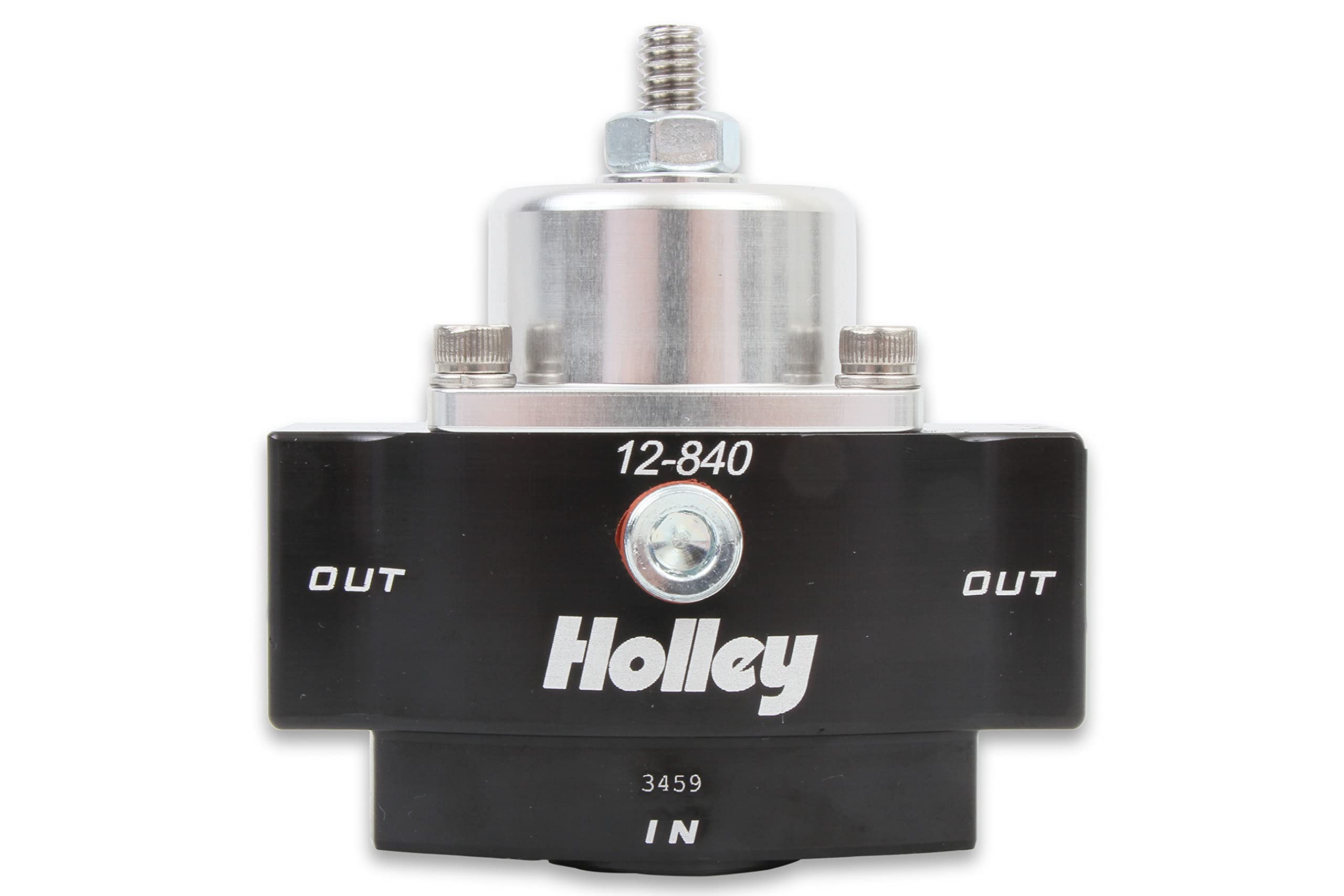 Holley 12-840 Adjustable Billet Fuel Pressure Regulator, 4.5-9 PSI, Black Anodized, Aluminum, 3/8" NTP Ports