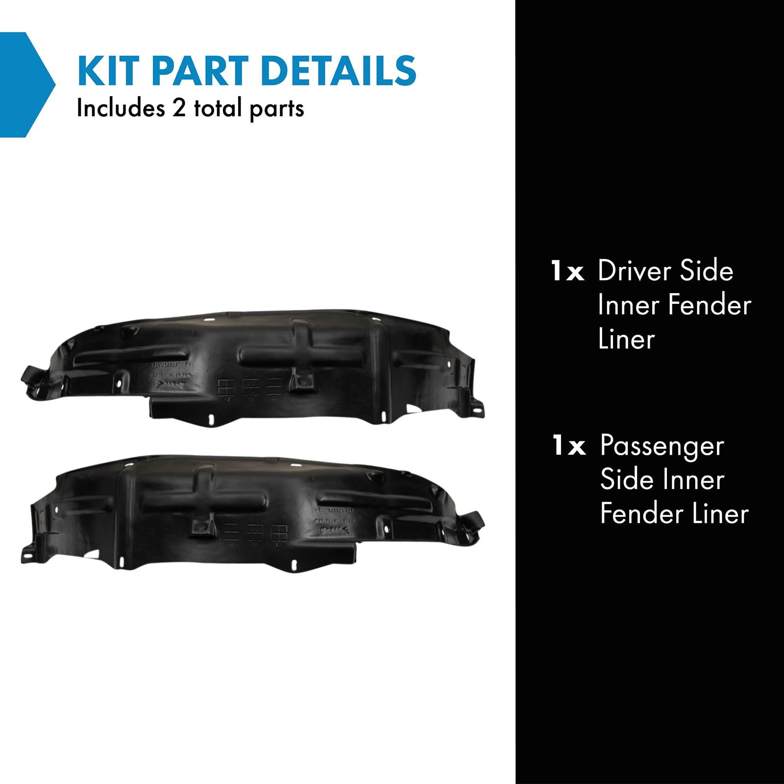 Trq Inner Fender Liner Set Compatible With 1987-1993 Mazda B2200 Ma1248116 Ma1249116