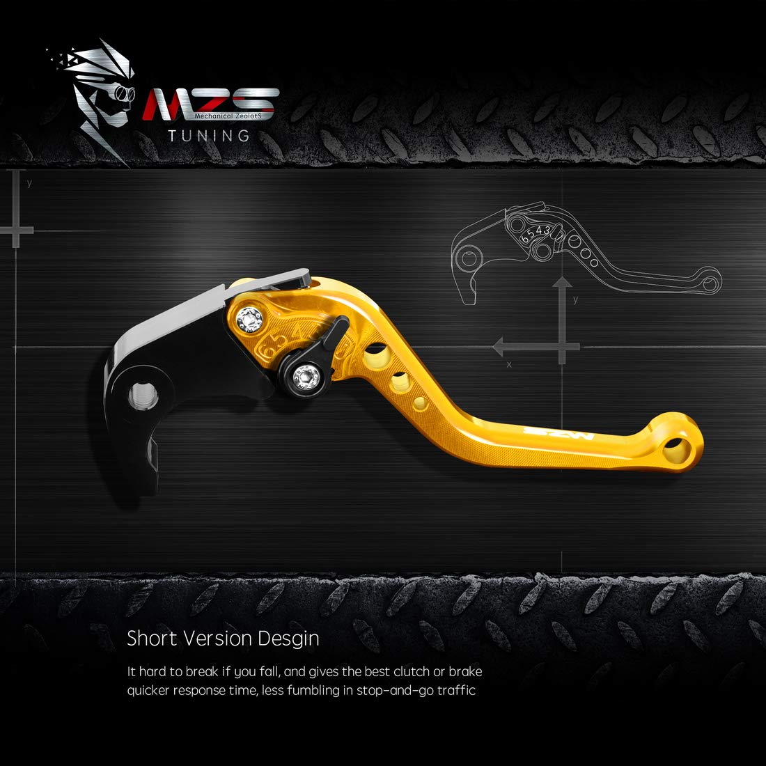 Mzs Gold Motorcycle Brake Clutch Levers Adjustable Short Compatible With Grom Msx125 14-25 / Cbr500R Cb500F Cb500X 13-21 / Monke