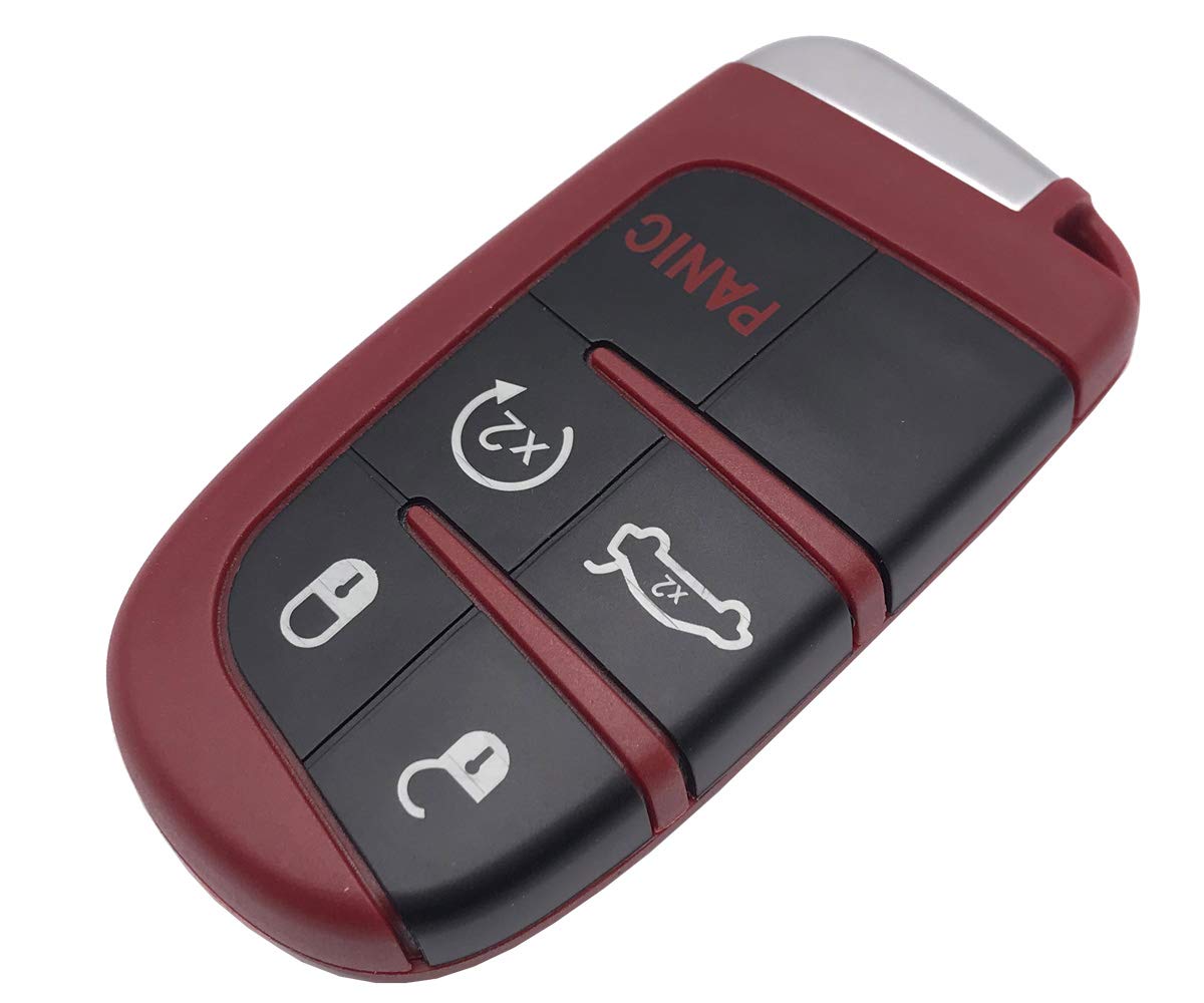 Horande Replacement Key Fob Cover Case for 2016-2020 Dodge Charger, Challenger, Jeep - Red, Model JUC001A