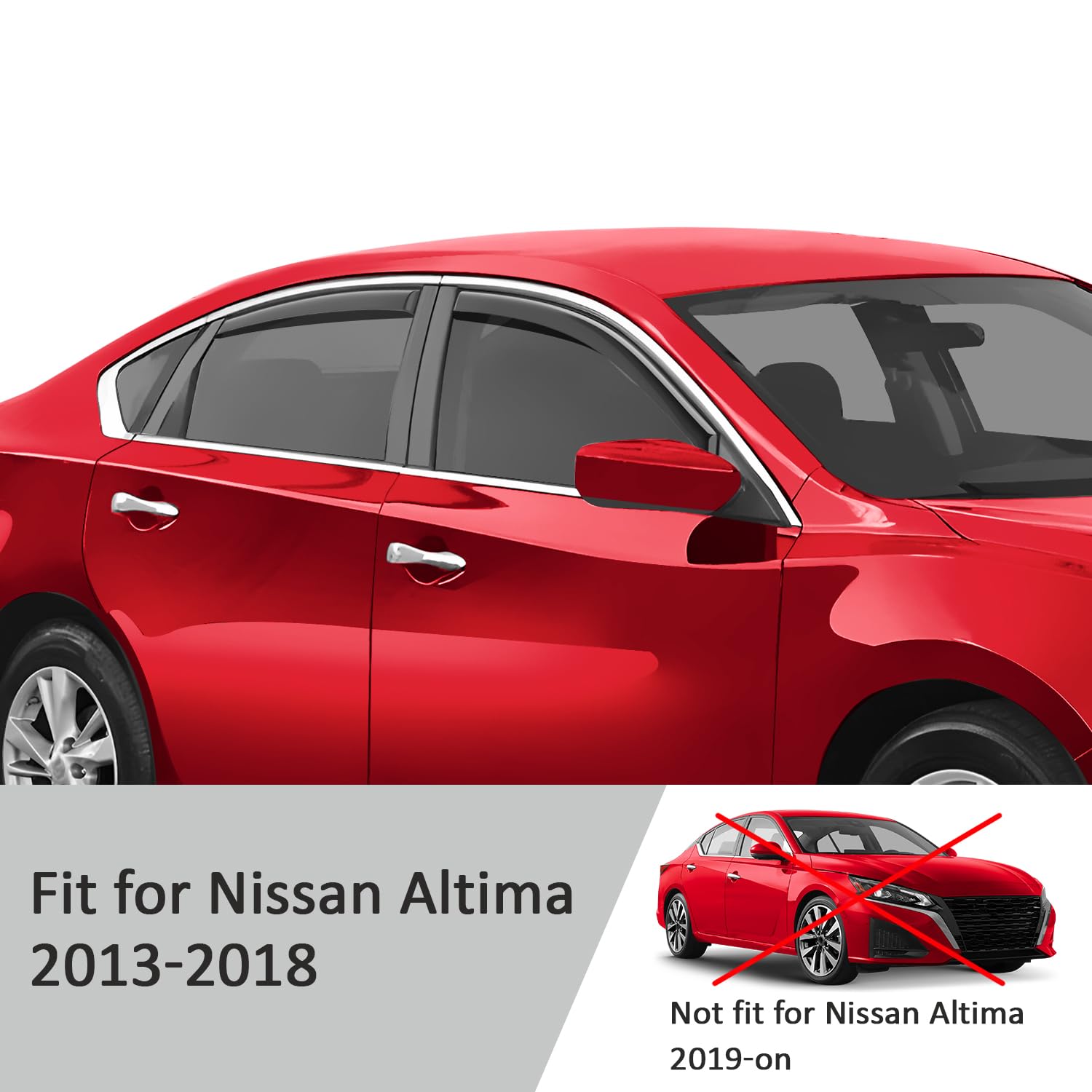 Voron Glass in-Channel Extra Durable Rain Guards for Nissan Altima 2013-2018, Window Deflectors, Vent Window Visors, 4 Pieces -