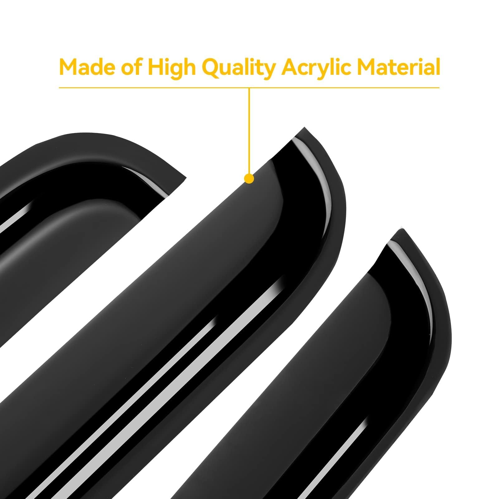 Cxdar Window Rain Guards Visors for 1999-2016 Ford F250 F350 F450 F550 SuperCrew Cab, Dark Smoke Tinted Acrylic, Model CVV-047-C