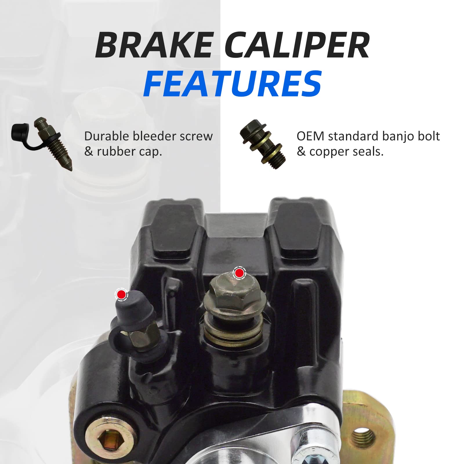 M Mati Rear Brake Caliper Without Parking Brake For Honda Trx250X Trx300Ex Trx300X Fourtrax Sportrax With Bracket & Brake Pads 4
