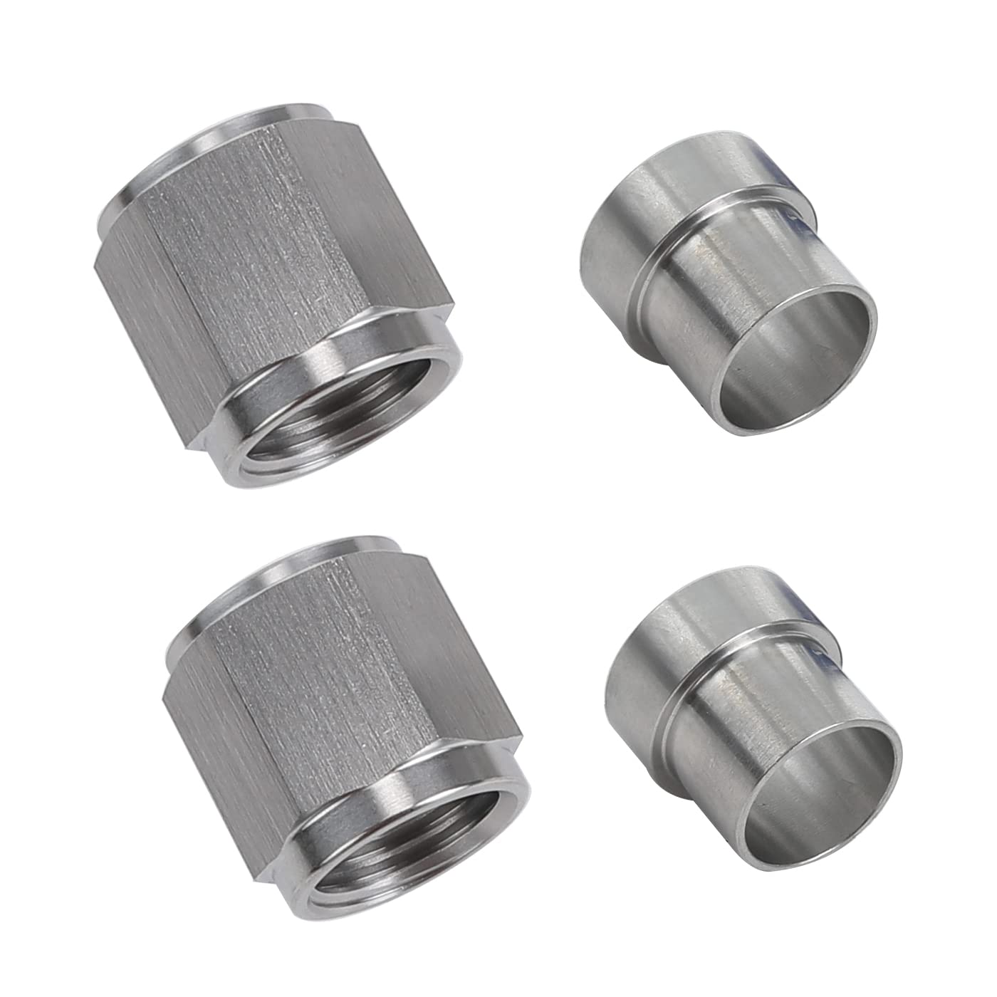 Ac Performance 2Pcs Stainless Steel Hardline Fitting -3 An Female Tube Nut And Sleeve For 3/16'' 4.76Mm Outer Diameter Alloy Tub