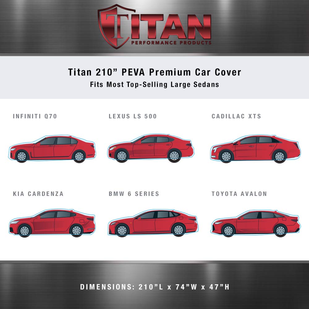 Titan Premium Multi-Layer Peva Car Cover For Large Sedans 203-212''. Waterproof, Uv Protection, Anti-Scratch Protective Lining,