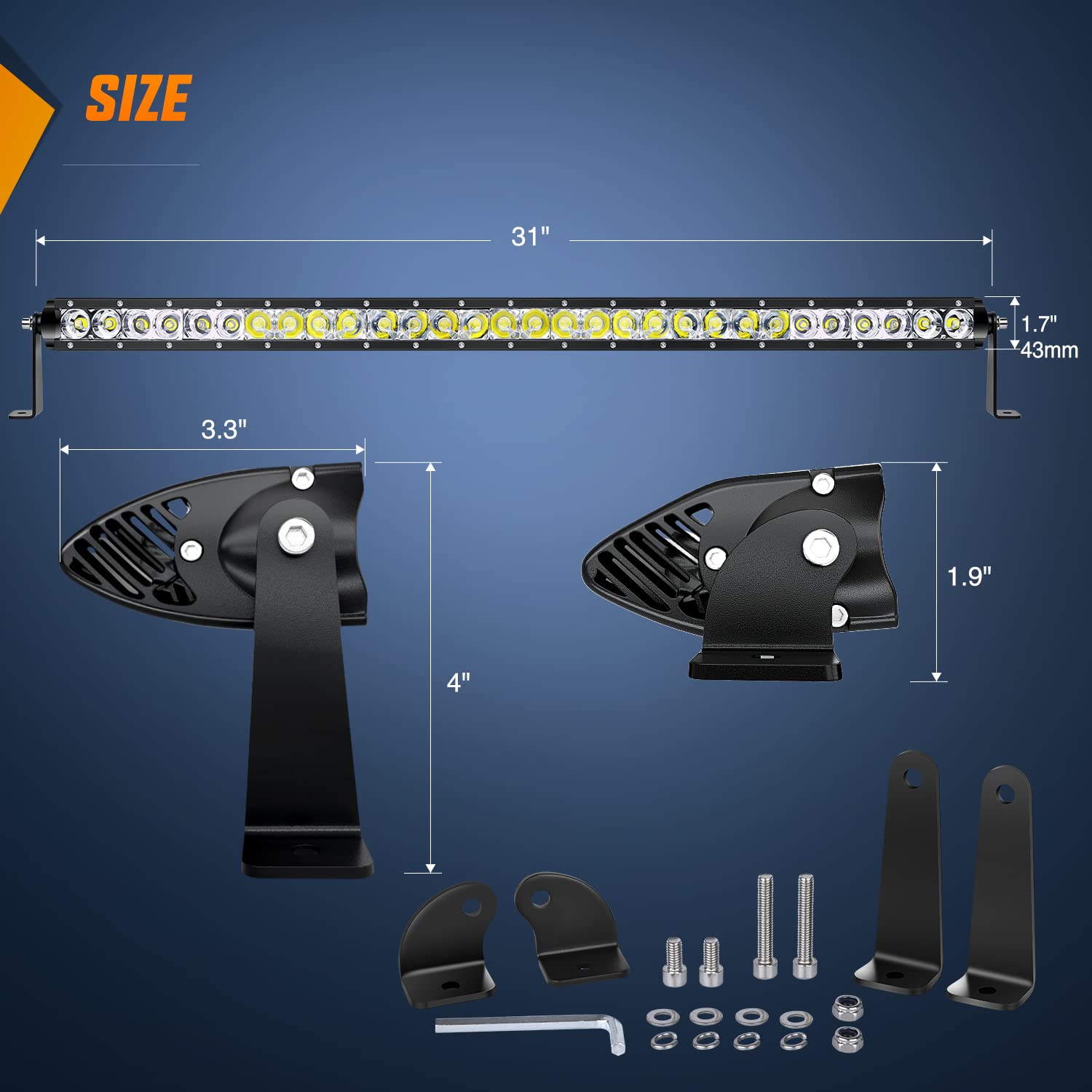 Nilight - 40005C-A 31Inch 150W Spot & Flood Combo Single Row 14500Lm Off Road Led Fog & Driving Roof Bumper Light Bars For Jeep