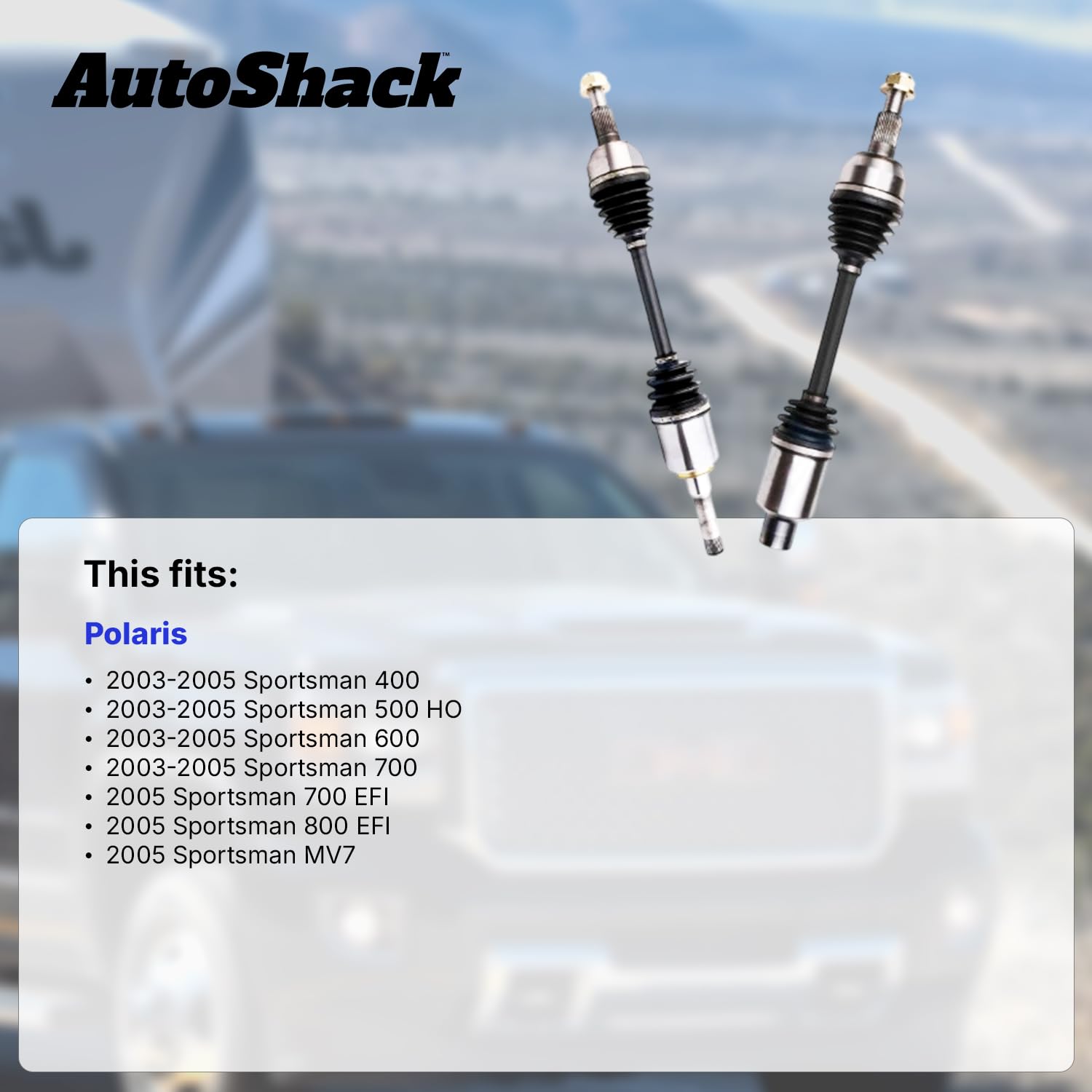 Auto Shack Rear ATV CV Axle Assembly Pair for 2003-2005 Polaris Sportsman 400/500/600/700/800, Black, Driver & Passenger Side Replacement