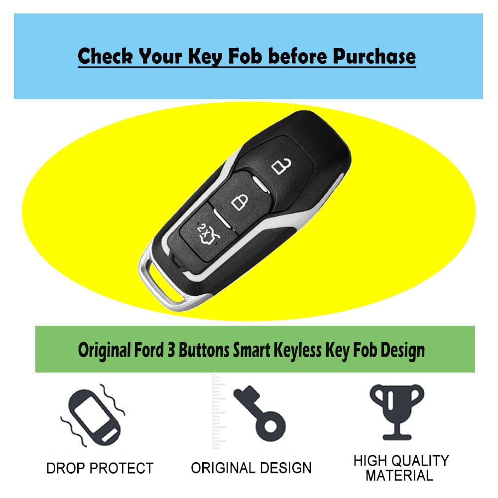 K Lakey Key Fob Cover,Compatible With Ford 5 Buttons Fusion Explorer Escape Edge Mustang F150 F250 F350 F450 F550 Lincoln Mkz Mk
