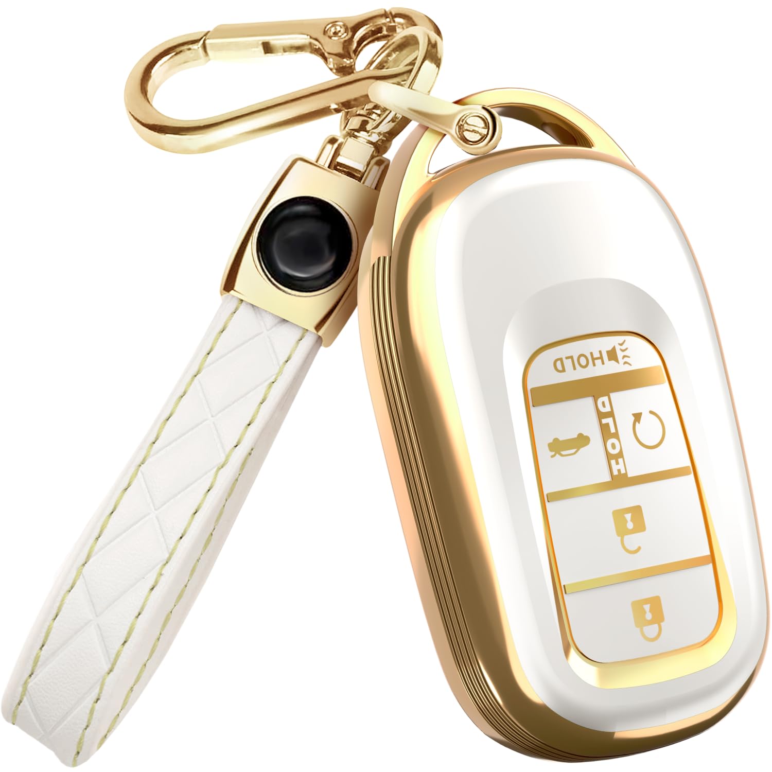 For 2025 Honda Pilot Key Fob Cover And Leather Keychain - For Honda Accord, Civic, Cr-V, Hr-V - 2022-2025 Full Cover Key Case - 