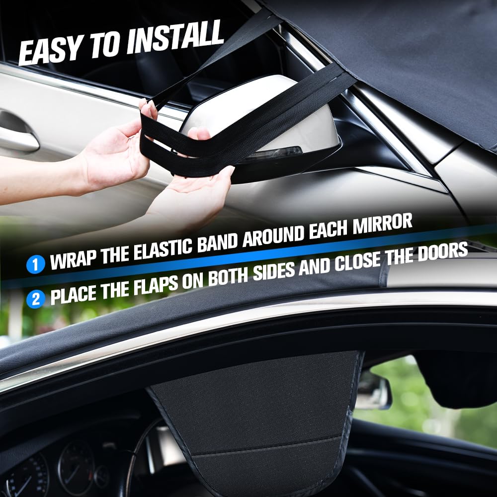 Sunny Color 2023 Extra Large Windshield Cover For Ice And Snow, Upgraded Thicken Oxford Car Windshield Cover Best For Ice, Frost
