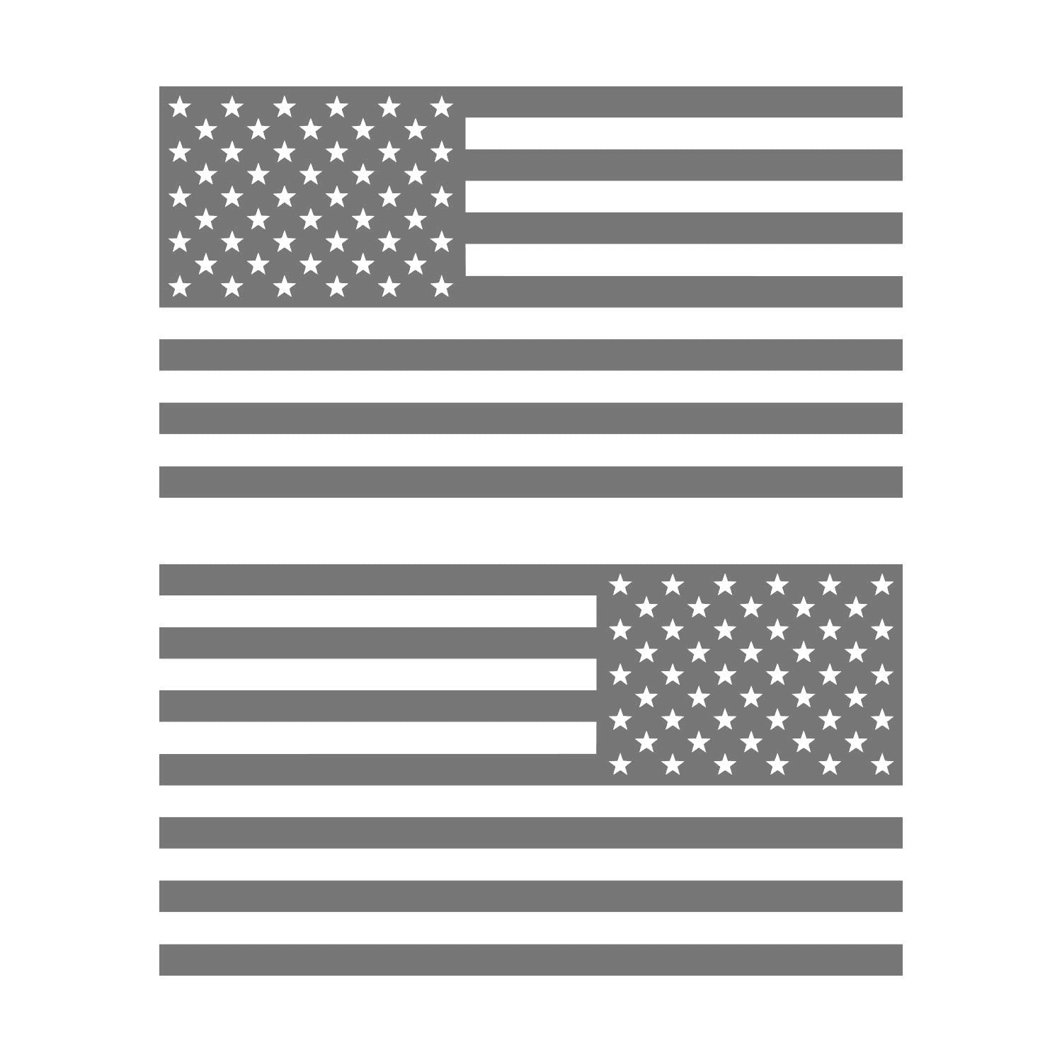 American Us Flag [Pick Color/Size] Vinyl Decal Sticker For Laptop/Car/Truck/Window/Bumper (5In Subdued Pair, Matte Gray)