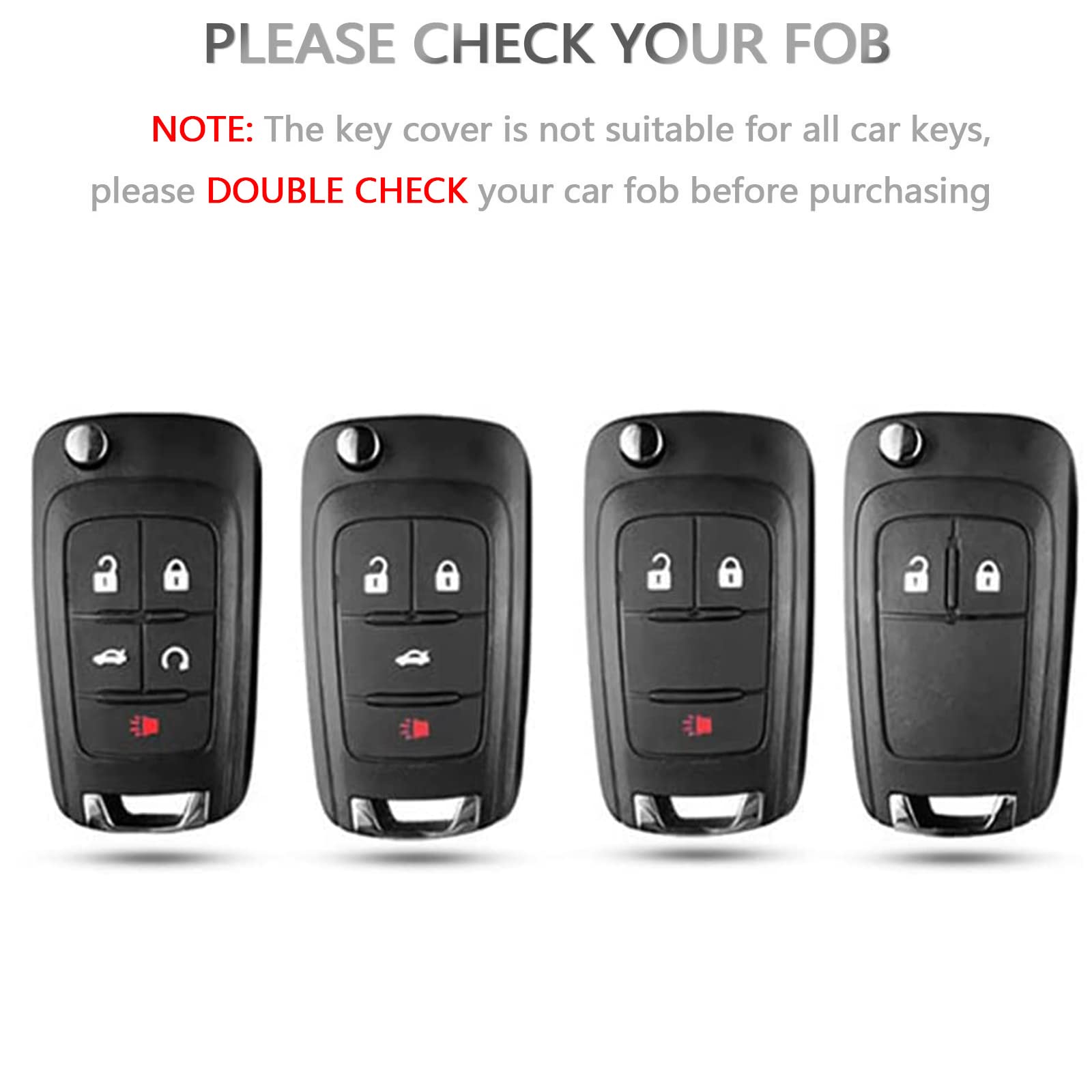 OFFCURVE TPU Key Fob Cover for Chevy Buick, Purple, 4 Buttons, Fits Encore, Camaro, Equinox, Impala, Sonic, Trax, GMC Terrain
