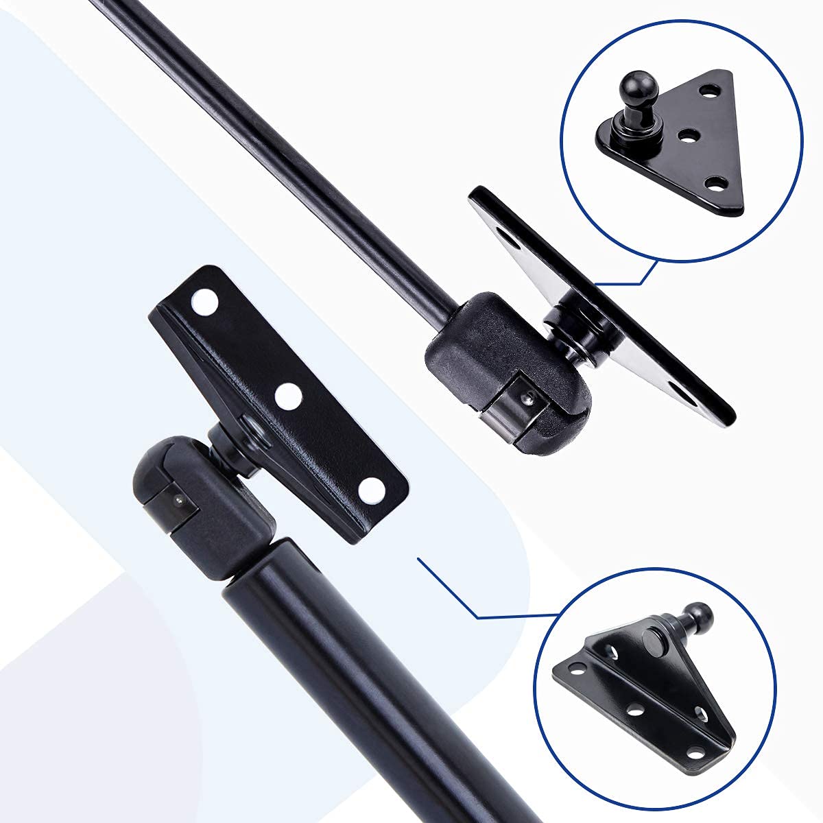 ARANA 10MM Gas Strut Mounting Brackets - 4PCS Ball Stud Mount Bracket for Universal Lift Supports with 16 Screws, Black
