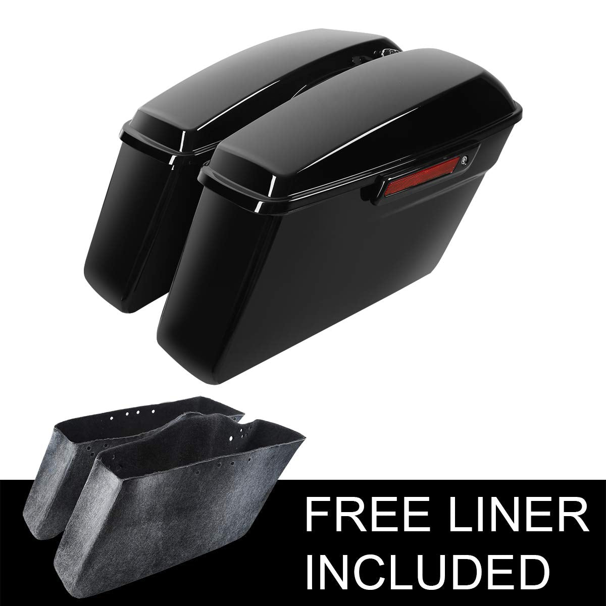 Slmoto Vivid Black Hard Saddle Bags Sadddlebag Fit For Harley Touring Road Street Electra Glide 2014-2023 Road King, Road Glide, Street Glide, Electra Glide, Ultra-Class Flt, Flht, Flhtcu, Flhrc