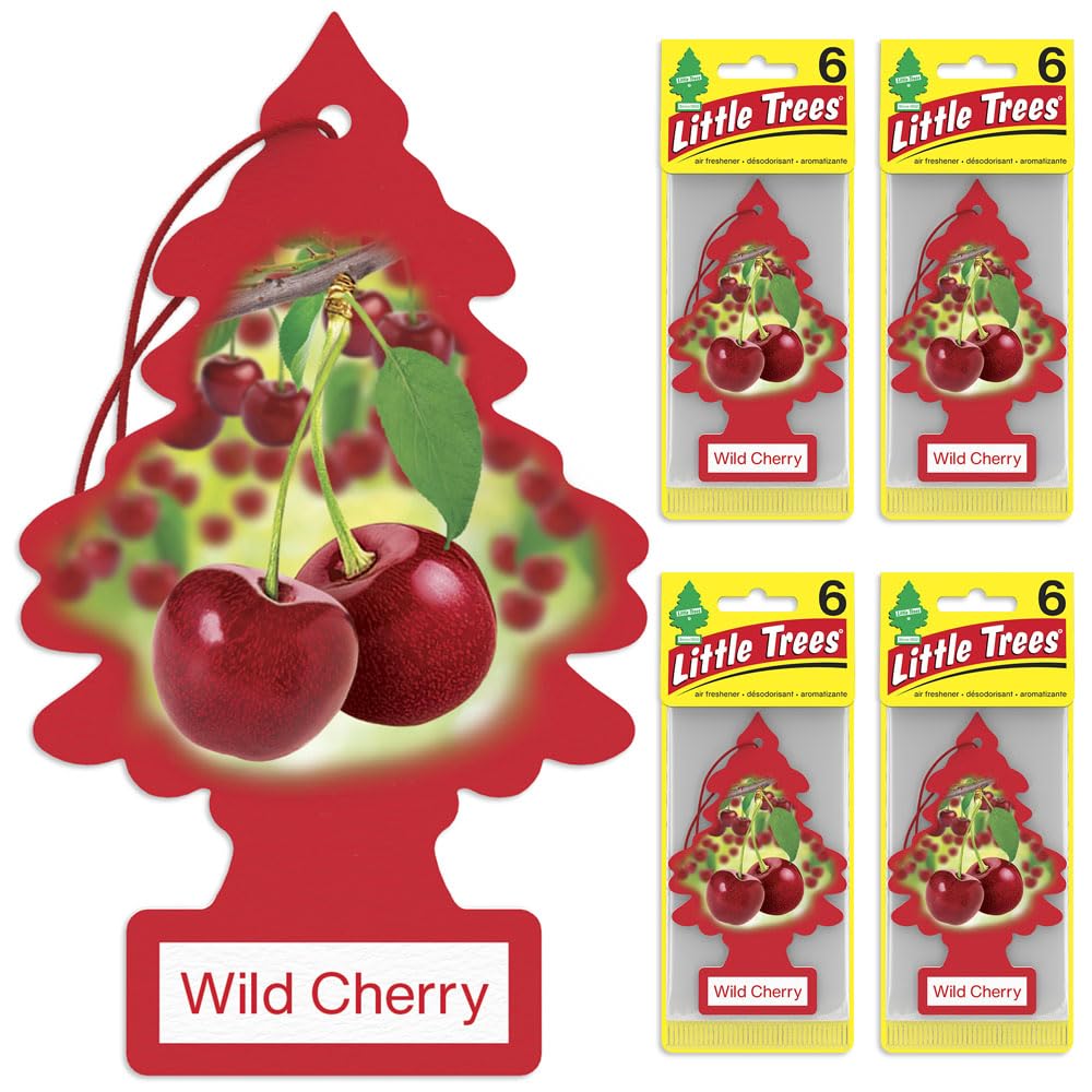 Little Trees Air Fresheners Car Air Freshener. Hanging Tree Provides Long Lasting Scent For Auto Or Home. Wild Cherry, 24 Air Fr