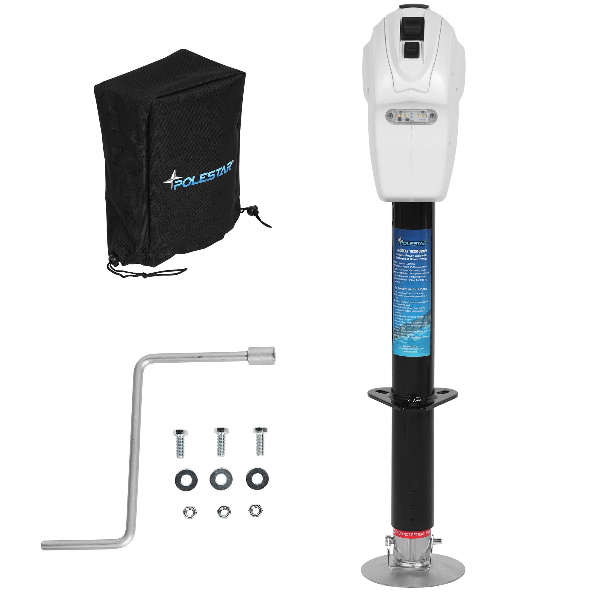 POLESTAR Electric Trailer Jack 5000lbs, A-Frame RV Electric Power Tongue Jack with Waterproof Protective Cover & LED Light, Elec