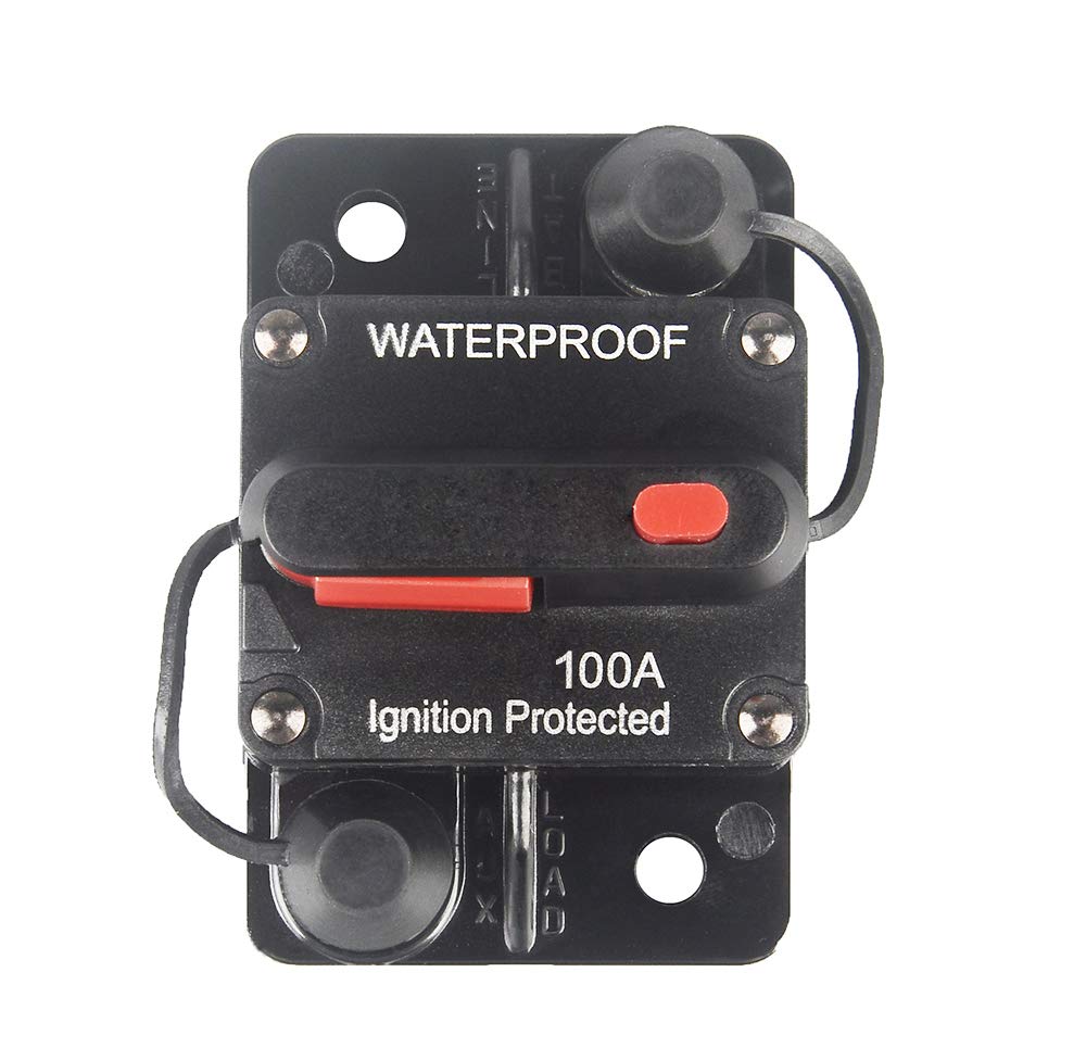 Wohhom 100 Amp Circuit Breaker With Manual Reset 12V-36V Dc Waterproof Surface Mount For Car Audio Rv Marine Boat Truck Trolling