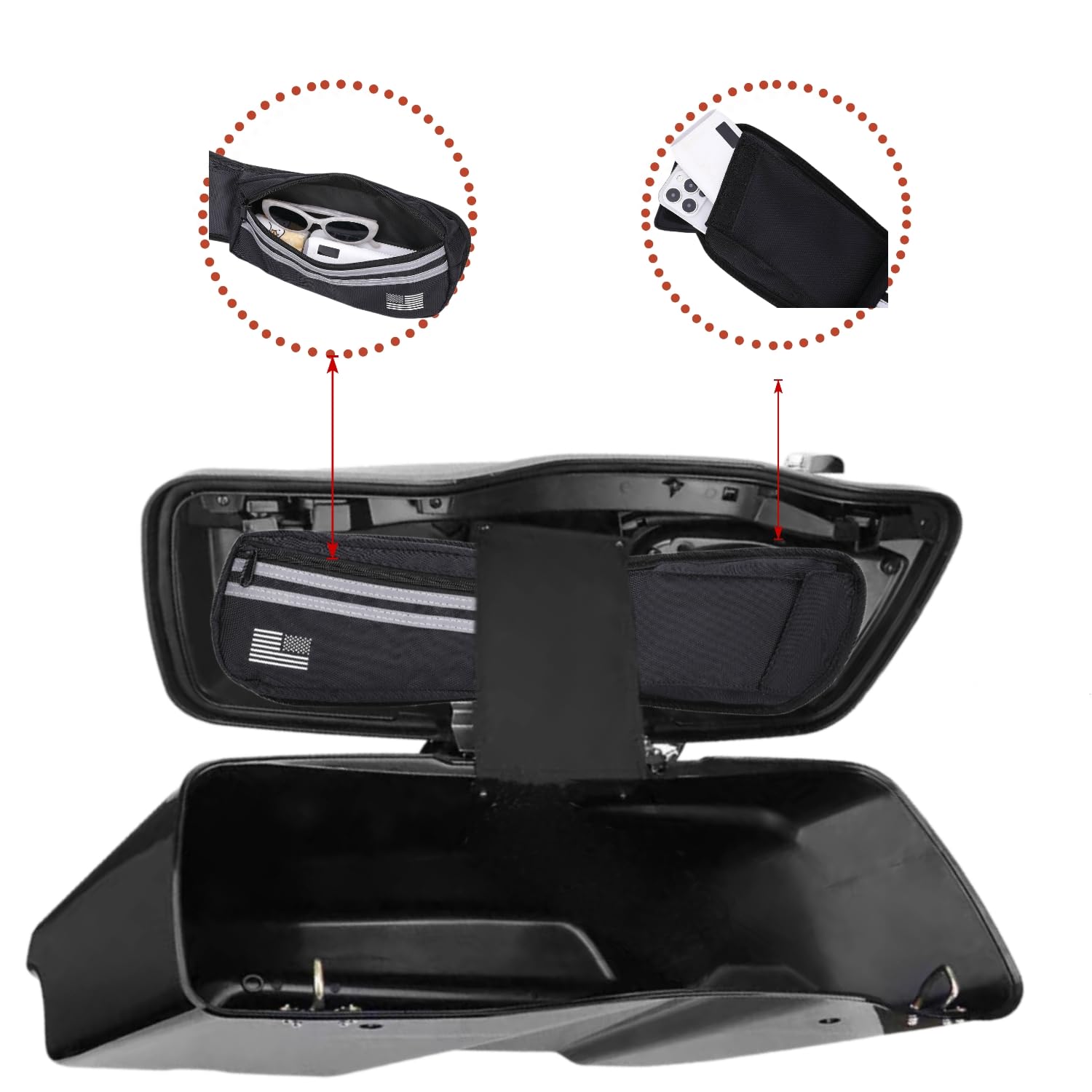 CWXEDN Street Glide Road King Accessories Saddlebag Lid Organizers 2 Pack Compatible with 2014-2023 Touring Street Glide Road Ki