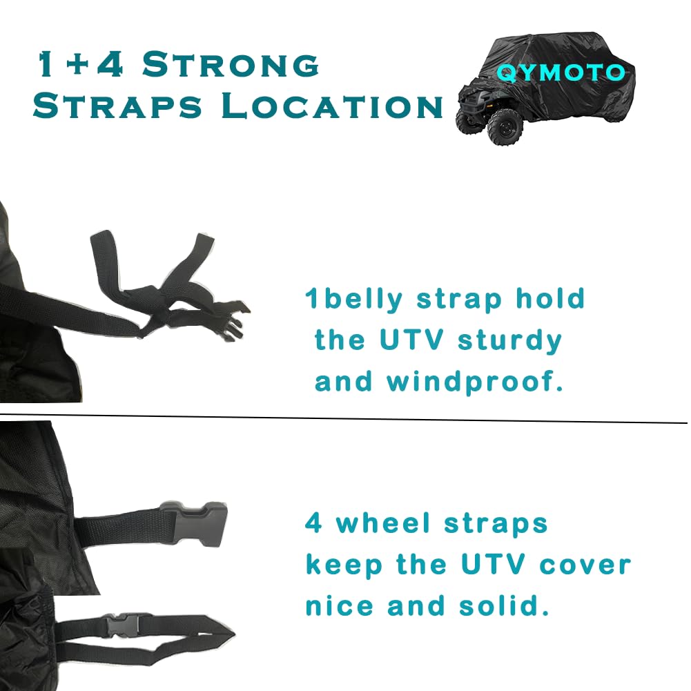 QYMOTO 4-6 Seater UTV Crew Cover Side Zipper Waterproof Windproof 420D Heavy Duty for CFMOTO Uforce 1000 XL, Polaris RZR 900/100