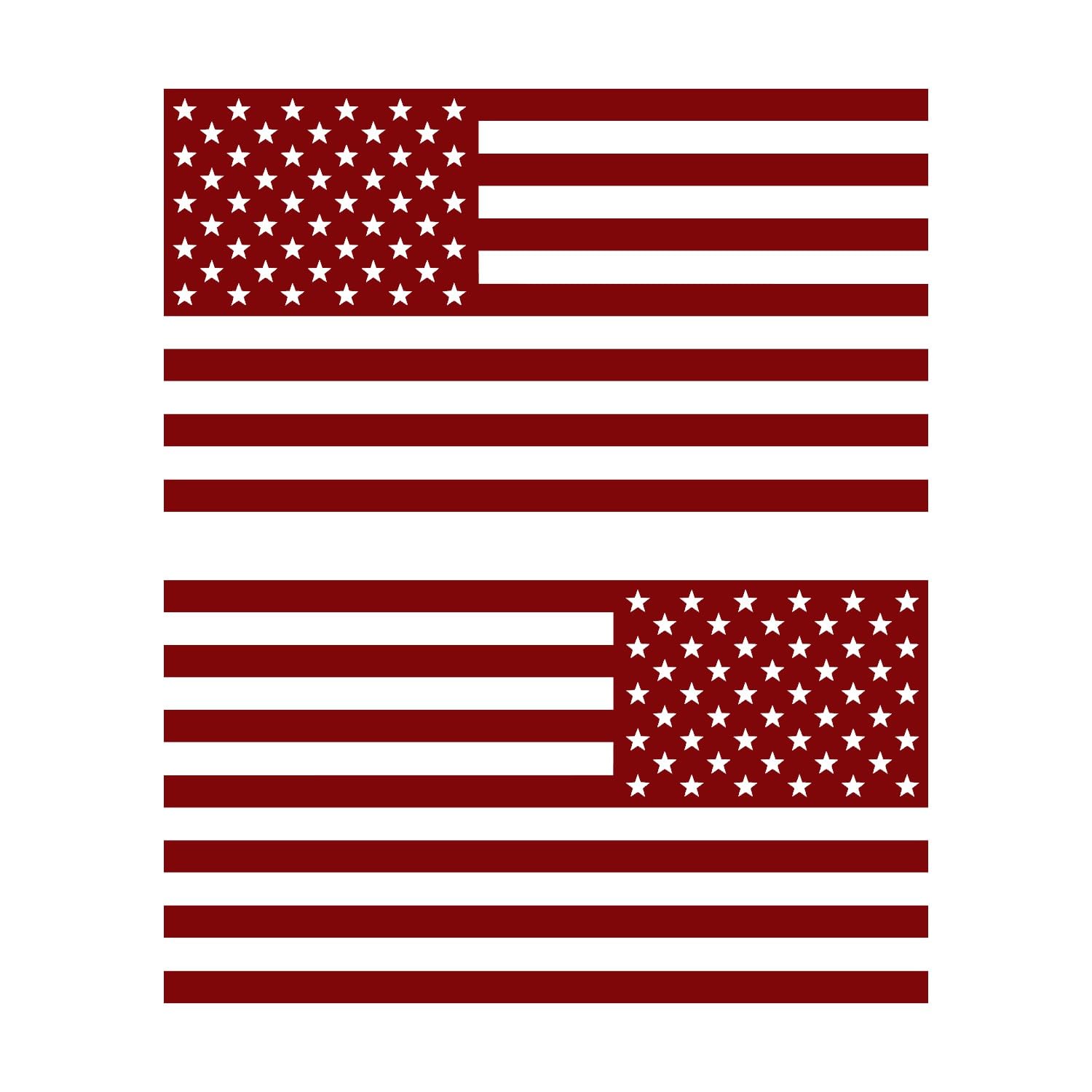 American Us Flag [Pick Color/Size] Vinyl Decal Sticker For Laptop/Car/Truck/Window/Bumper (10In Subdued Pair, Matte Maroon)