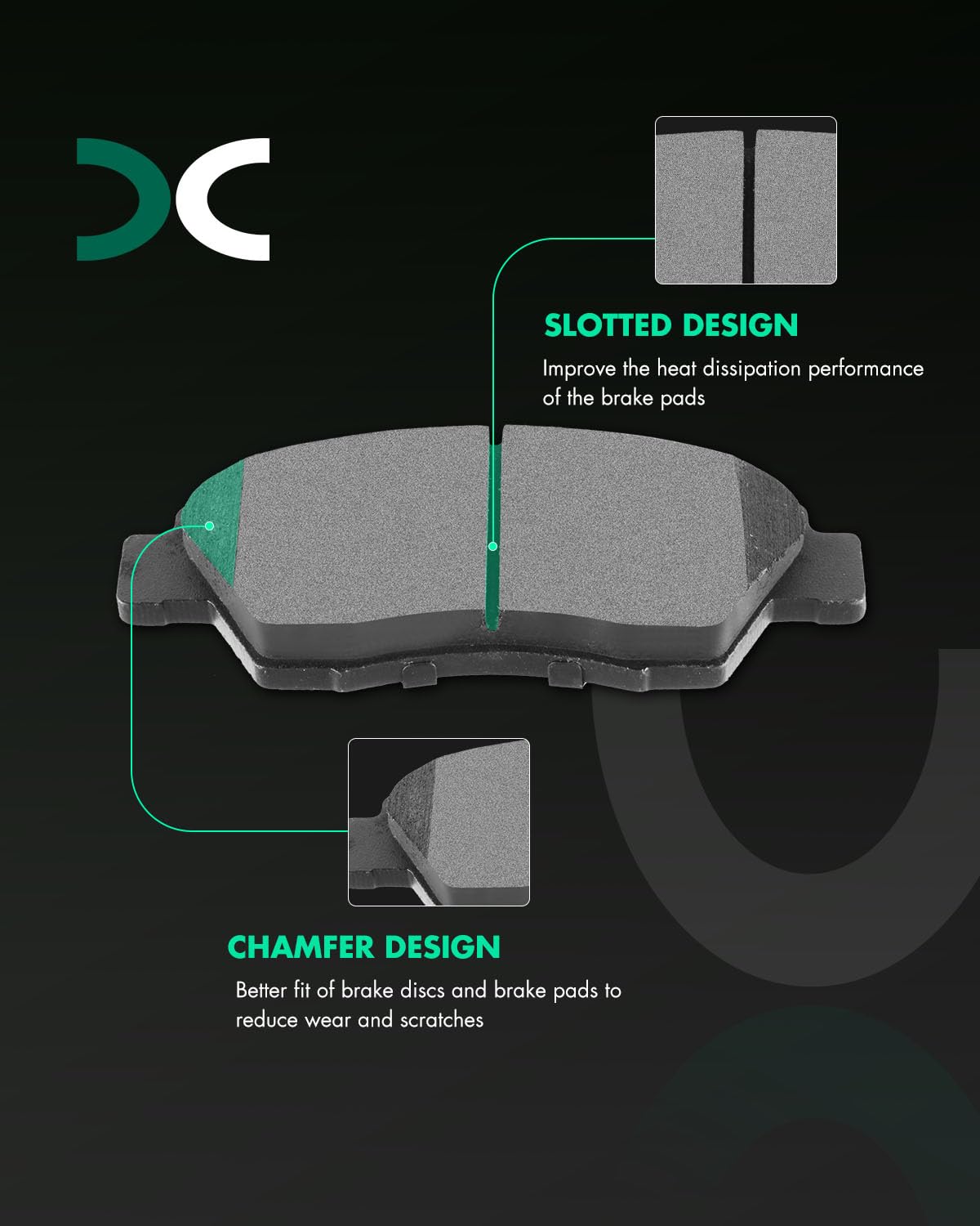 Scitoo D621 Semi-Metal Brake Pads Kits Front Replacement For Acura Rsx 2002-2006,For Honda Civic 1993-1995 2004-2005,For Honda C