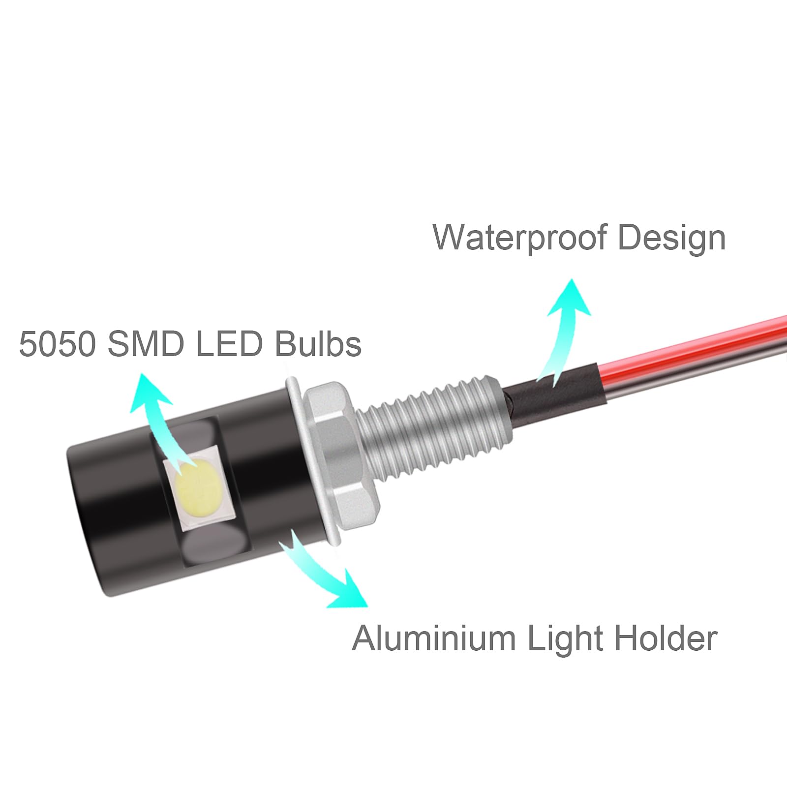 Kinstecks [Upgraded Version 2Pcs License Plate Light 5050 Smd Led Bulb Screw Bolt Led Waterproof Number Plate Light For Car Motorcycle Motorbike Truck Rv Atv-Cool White