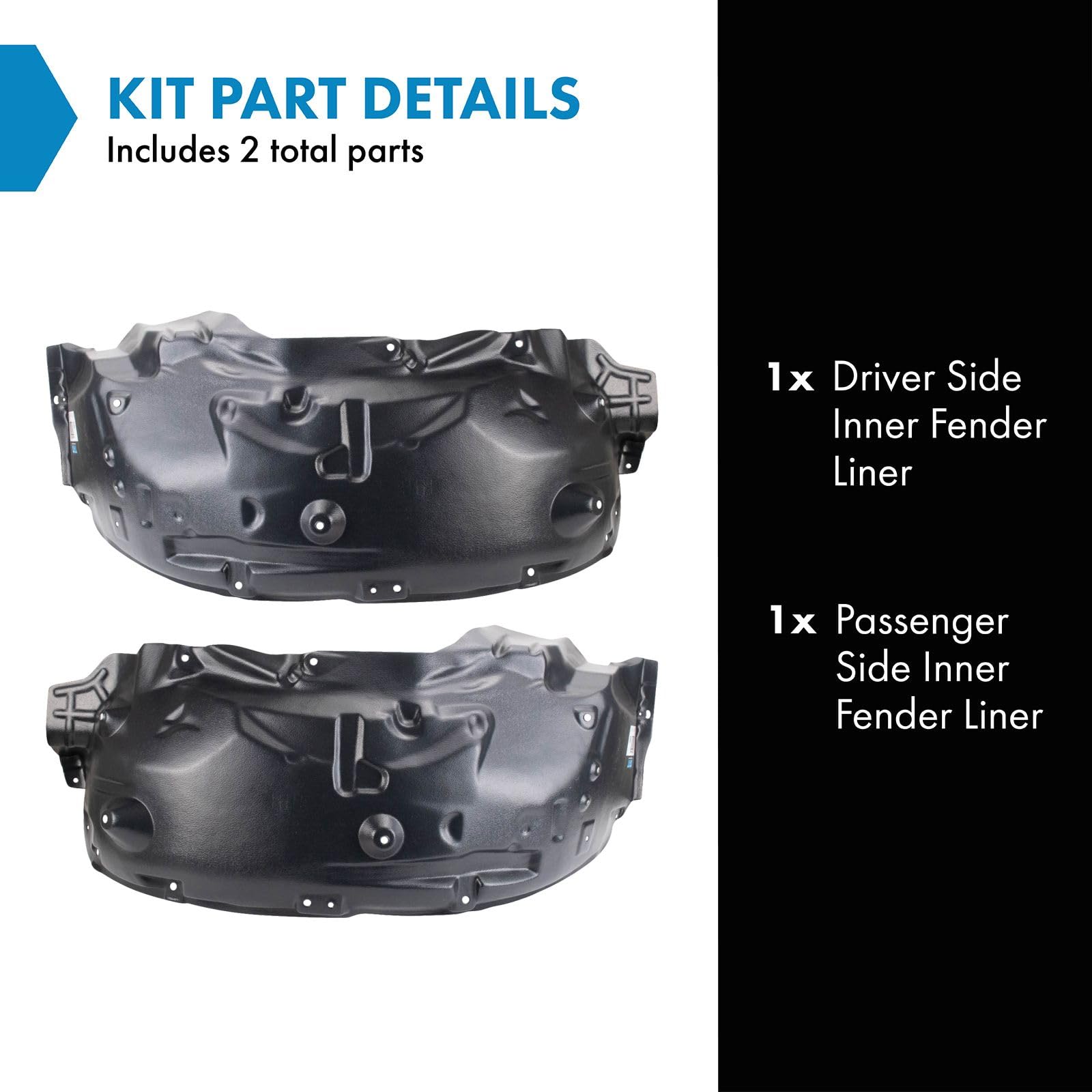 Trq Inner Fender Liner Set Compatible With 2005-2009 Land Rover Lr3 2010-2016 Lr4 Ro1248100 Ro1249100