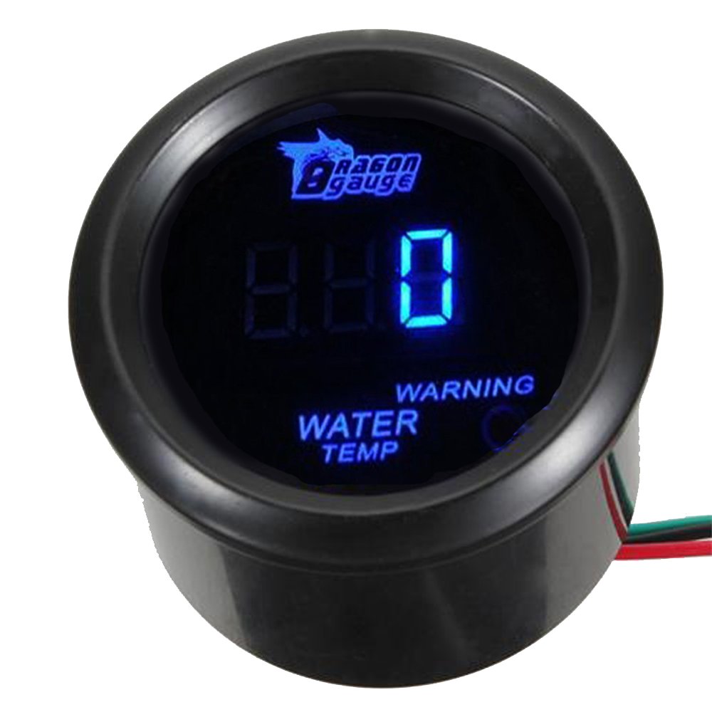 ESUPPORT Car 2 52mm Digital Water Temp Gauge Temperature Meter Blue LED Light Celsius