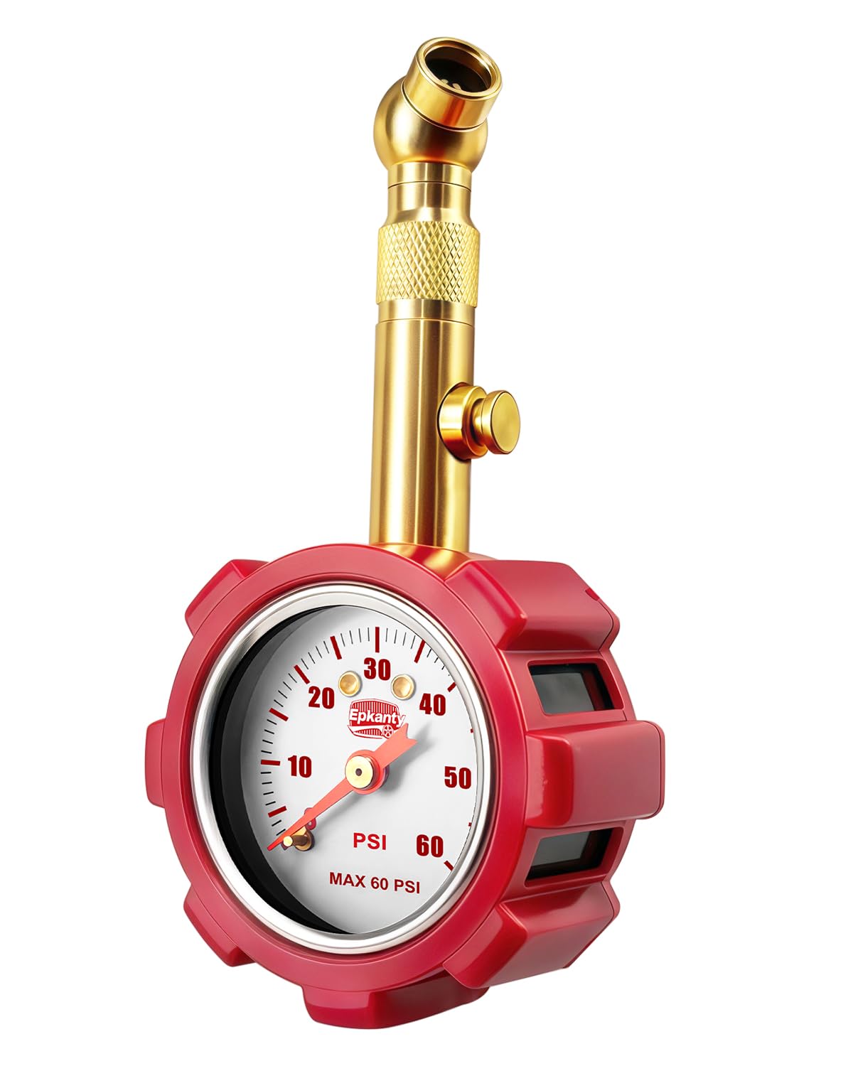 Tire Pressure Gauge - 5-60 PSI Analog Gauge with Pressure Hold, Extended Sealing 360 Swivel Chuck & Dual Protective Shell - Fits