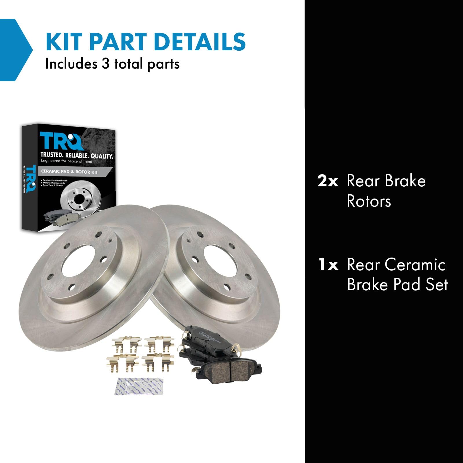Trq Rear Brake Pad & Rotor Kit Brake Pads Brake Rotor Ceramic Compatible With 2016-2018 Mazda Cx-5